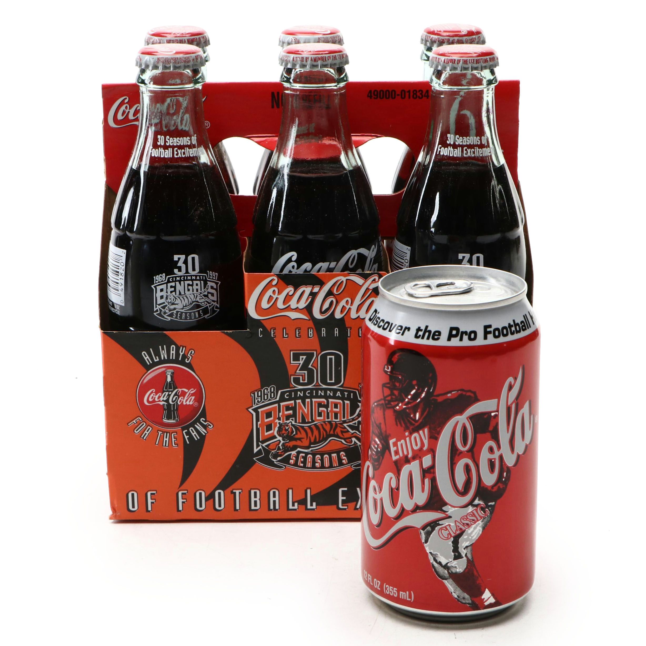 Coca-Cola NFL Bengals 30 Seasons Commemorative Bottles and Anthony Muñoz Can