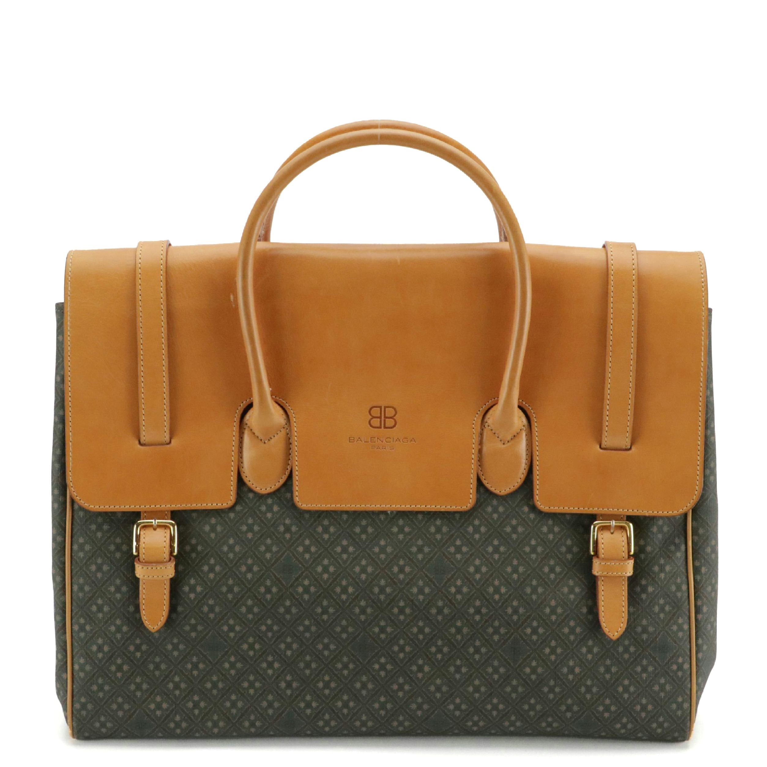 Balenciaga x Ace Co. Ltd. Large Satchel in Coated Canvas with Leather Trim