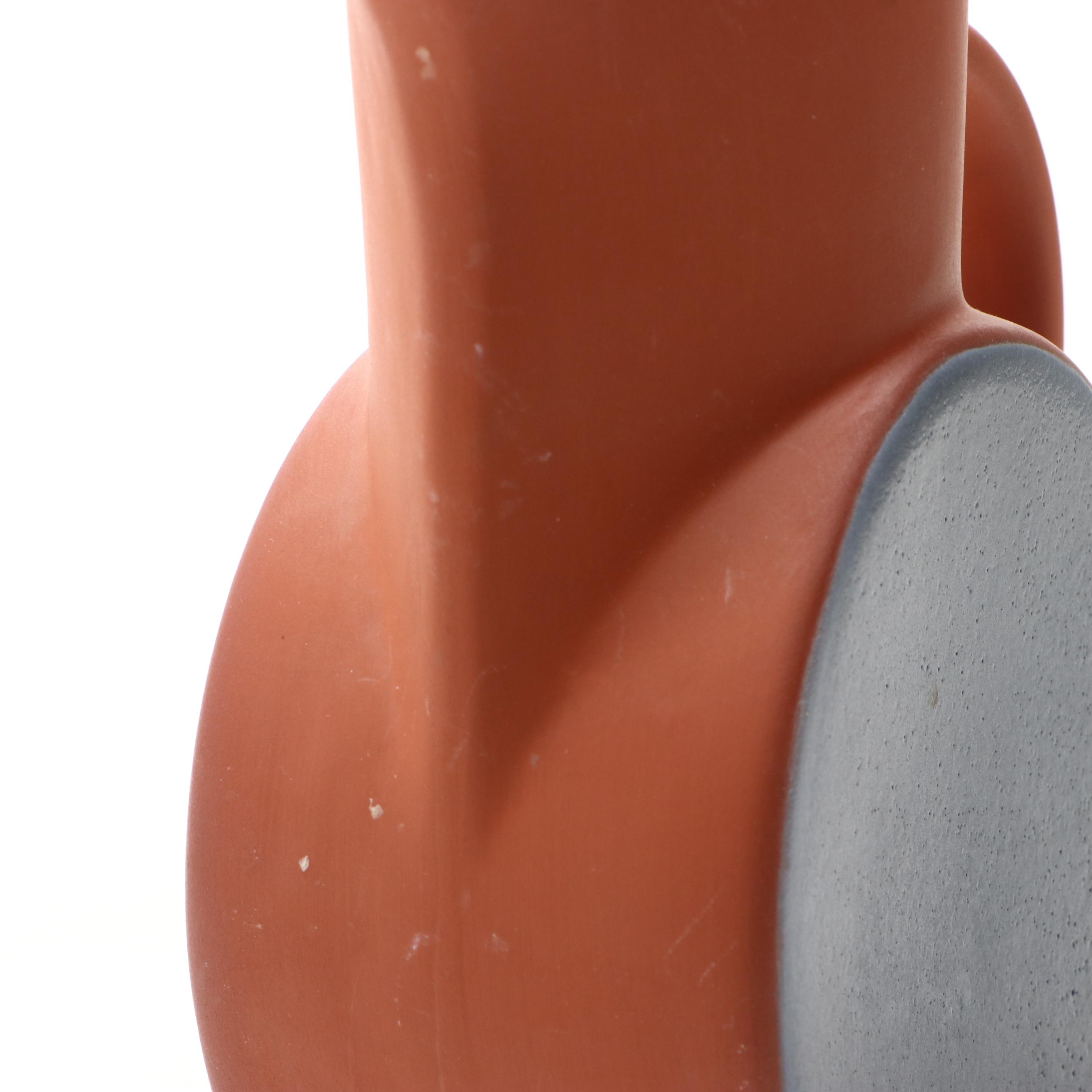 Eva Zeisel Postmodern Terracotta Pitcher with Matte Grey Glaze