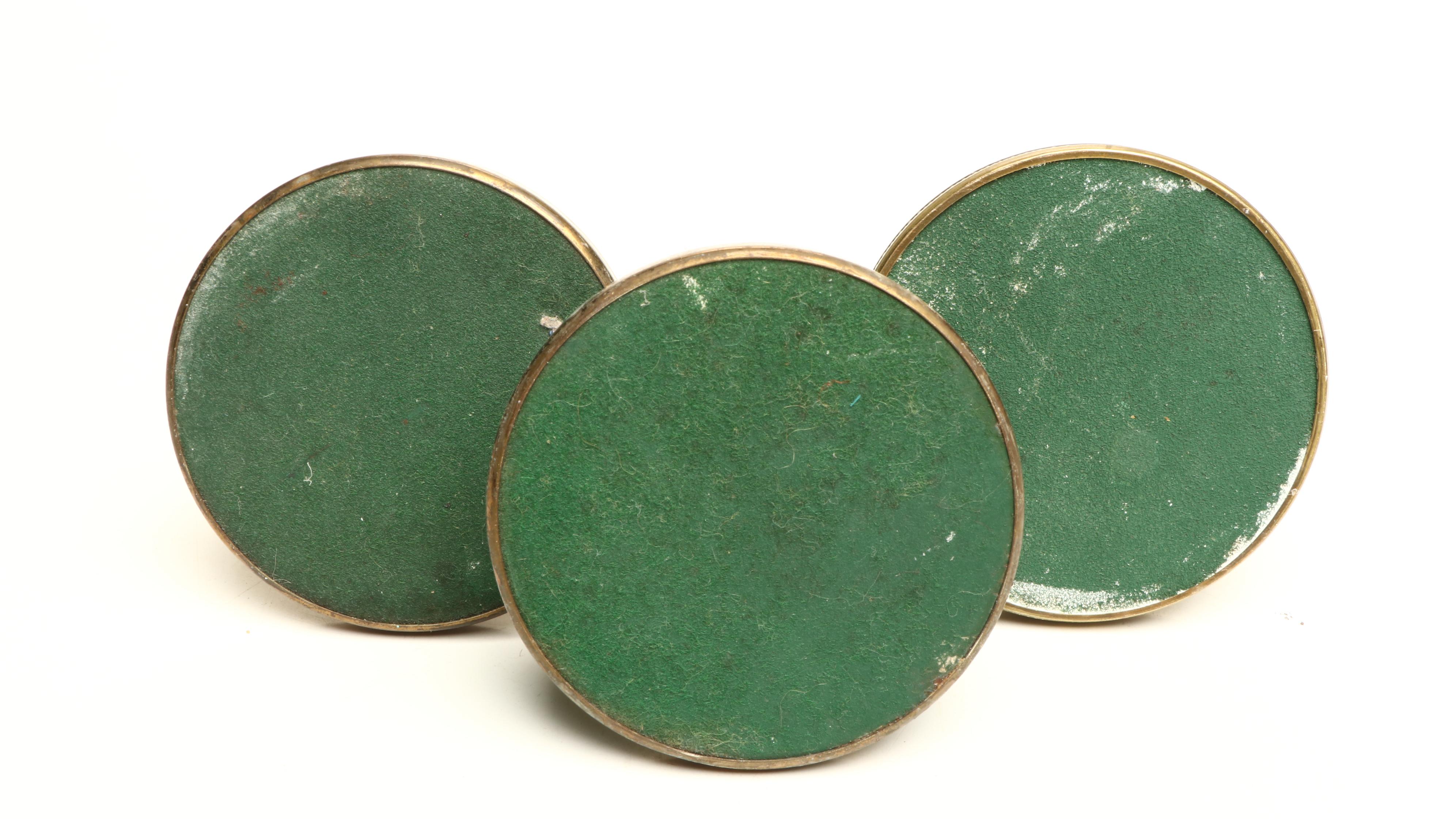 Indian Spun Brass Candlesticks, with Vases and Basket