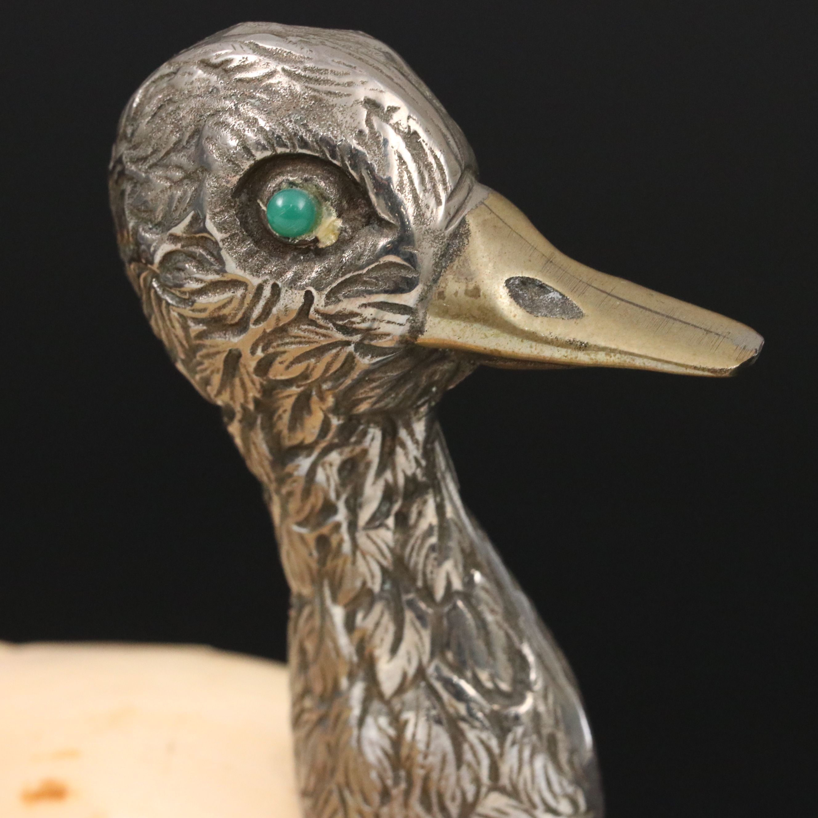Handcrafted Cast Metal Duck with Giant Tun Seashell Body