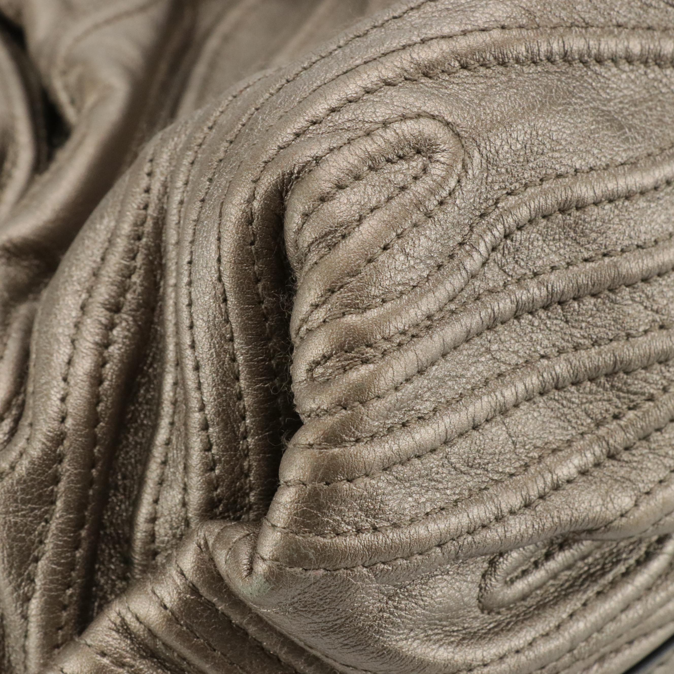 BVLGARI "Chandra Labyrinth" Hobo Shoulder Bag in Swirl-Stitched Metallic Leather