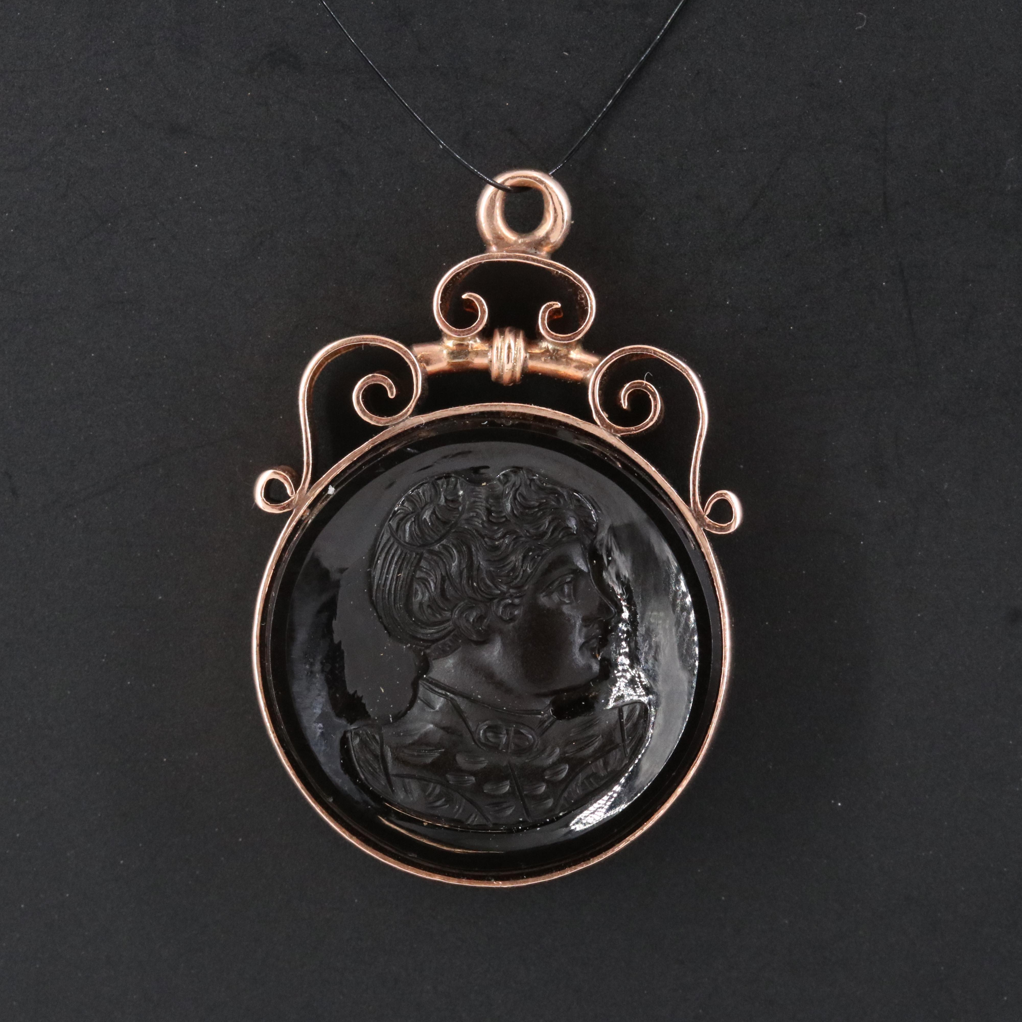 Antique 10K Sard Cameo Pendant