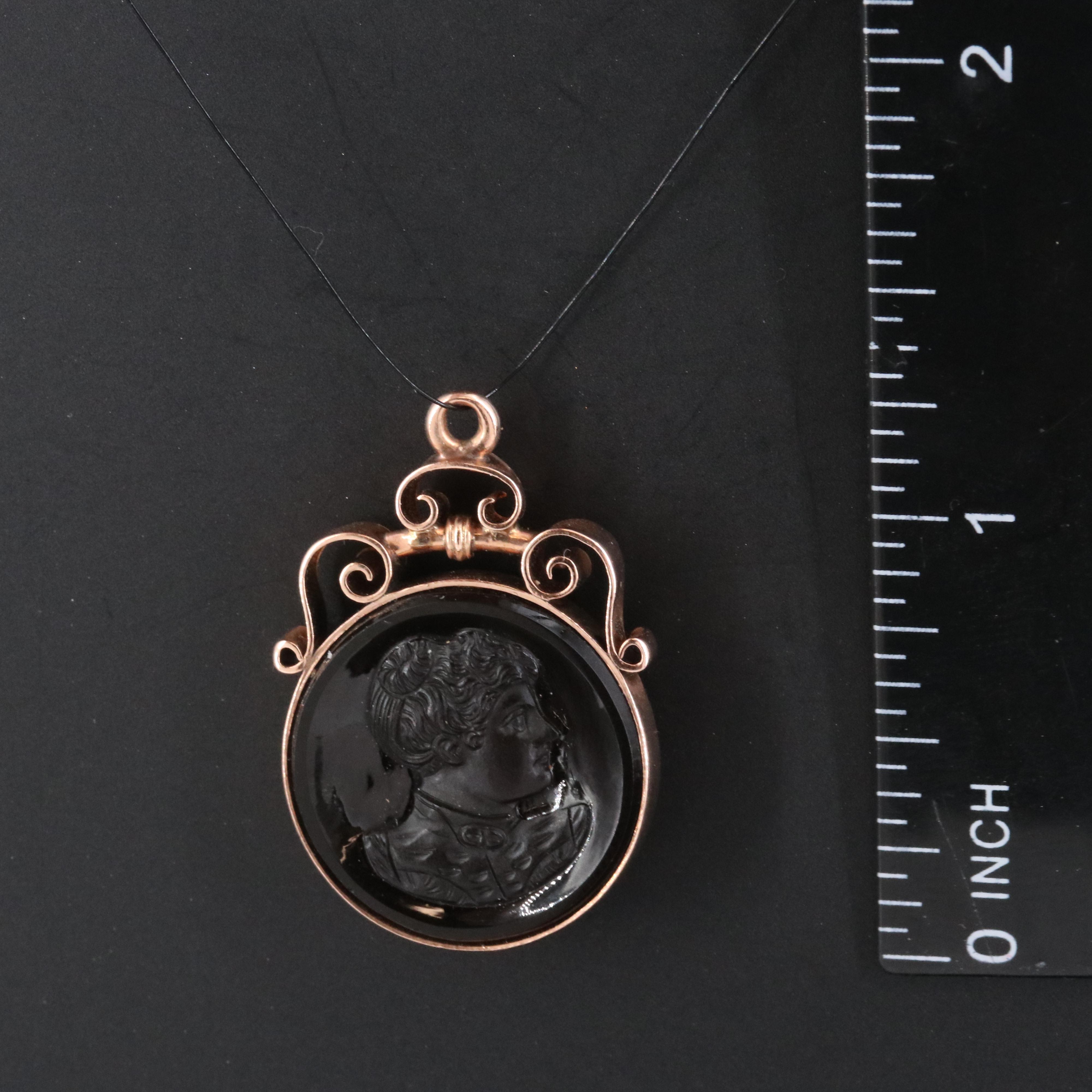 Antique 10K Sard Cameo Pendant
