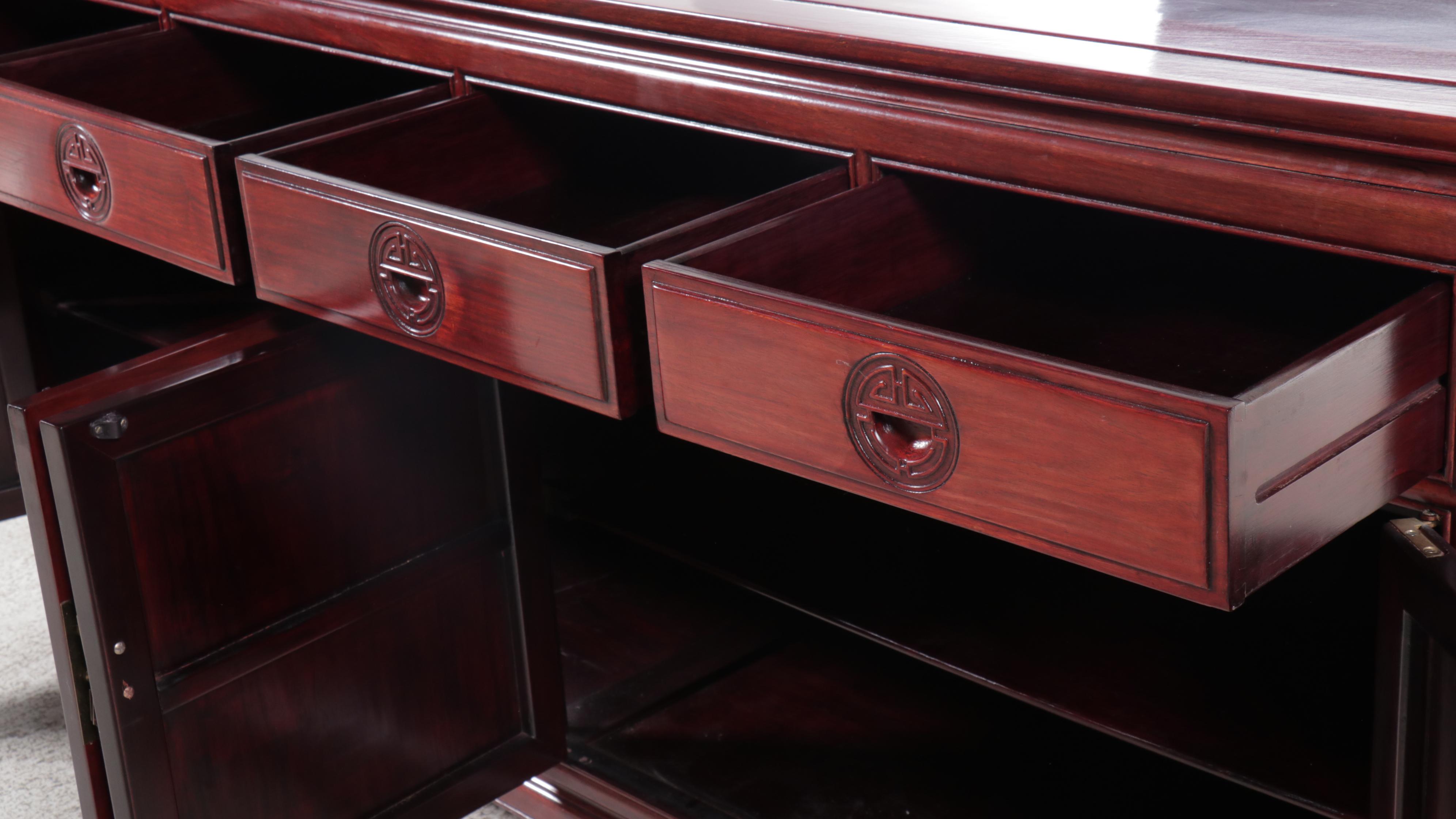 Chinese Carved Rosewood Sideboard, 20th Century