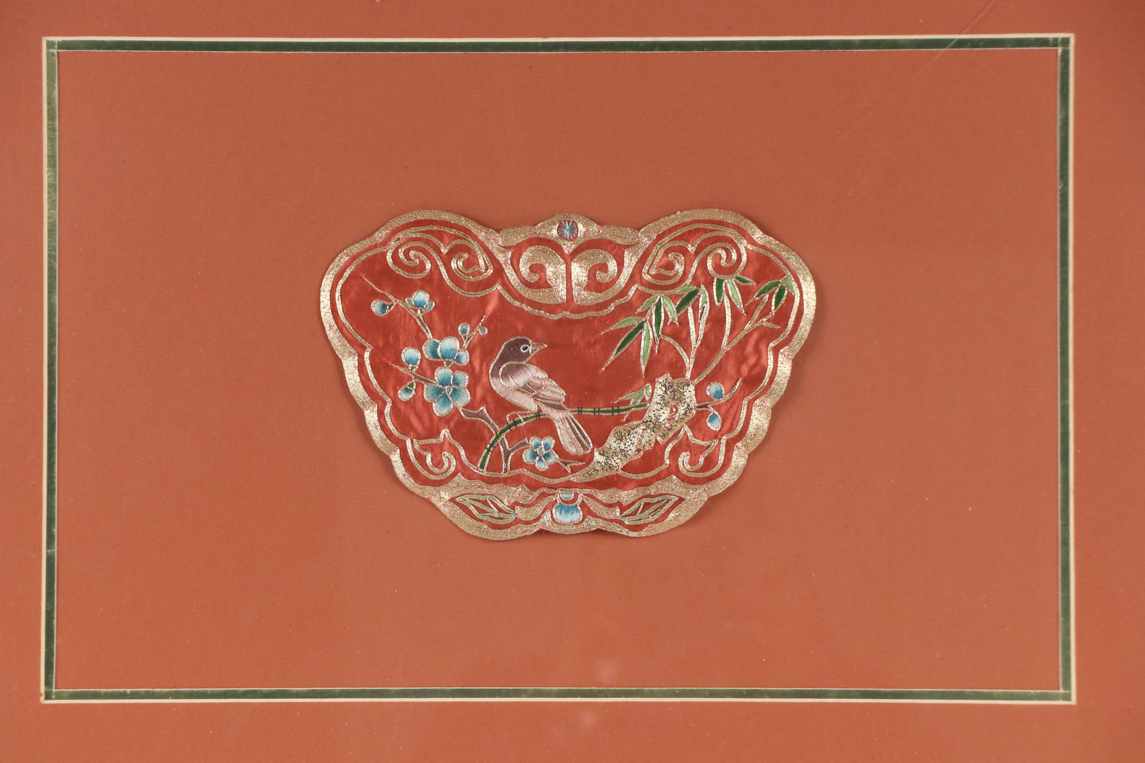 Embroidered Chinese Style Doily with Bird and Flowers