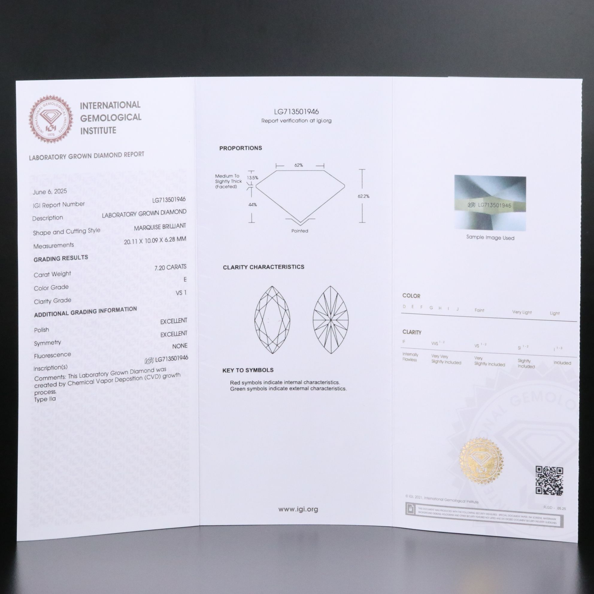 18K 7.20 CT Lab Grown Diamond Solitaire Ring with IGI Report