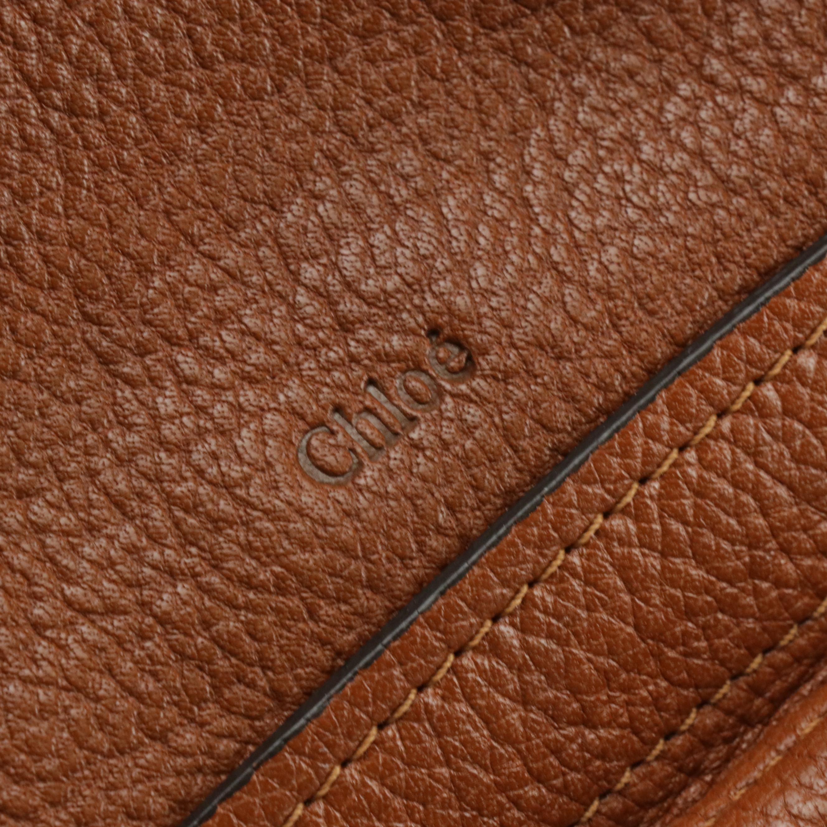 Chloé Marcie Two-Way Bag in Saddle-Stitched Brown Leather