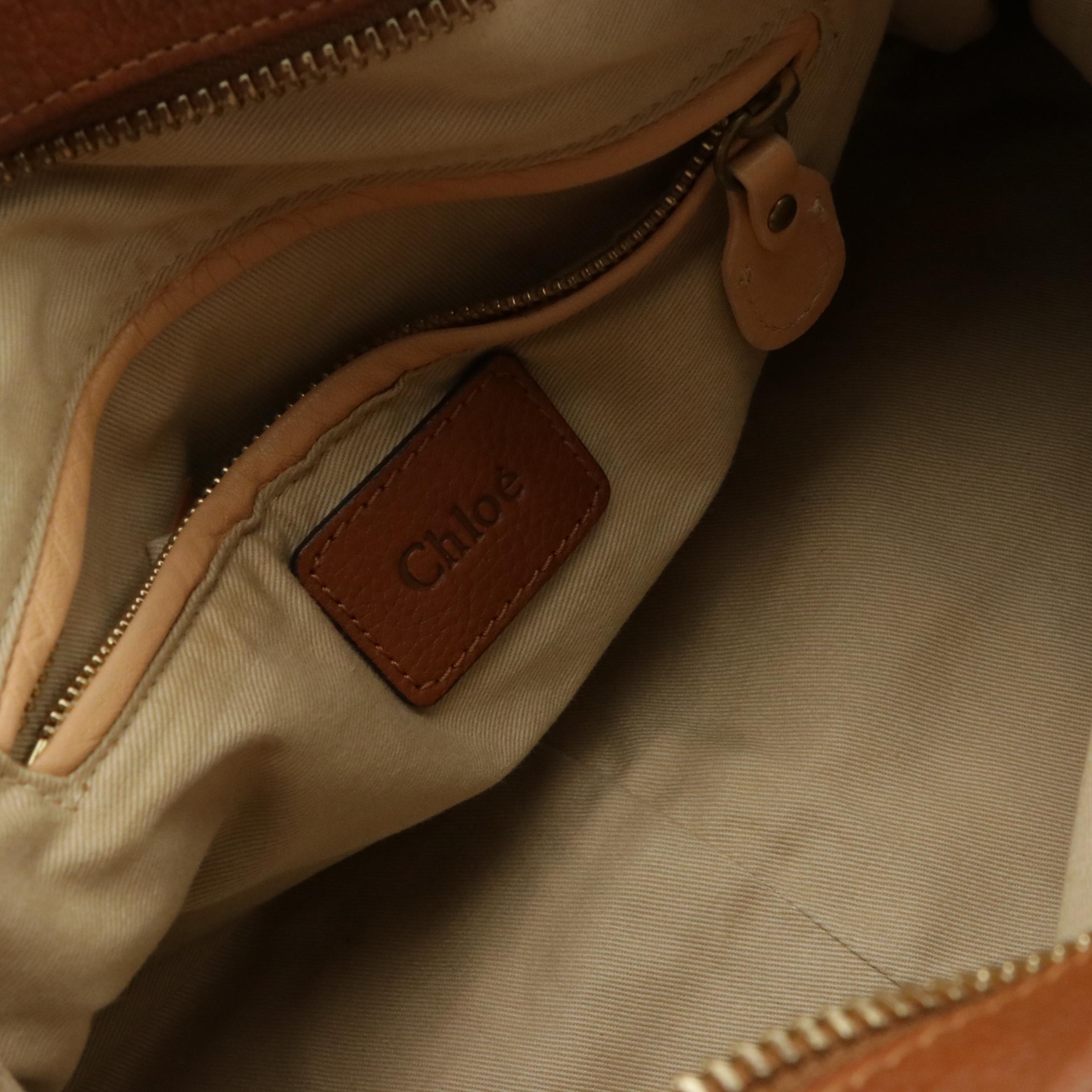 Chloé Marcie Two-Way Bag in Saddle-Stitched Brown Leather