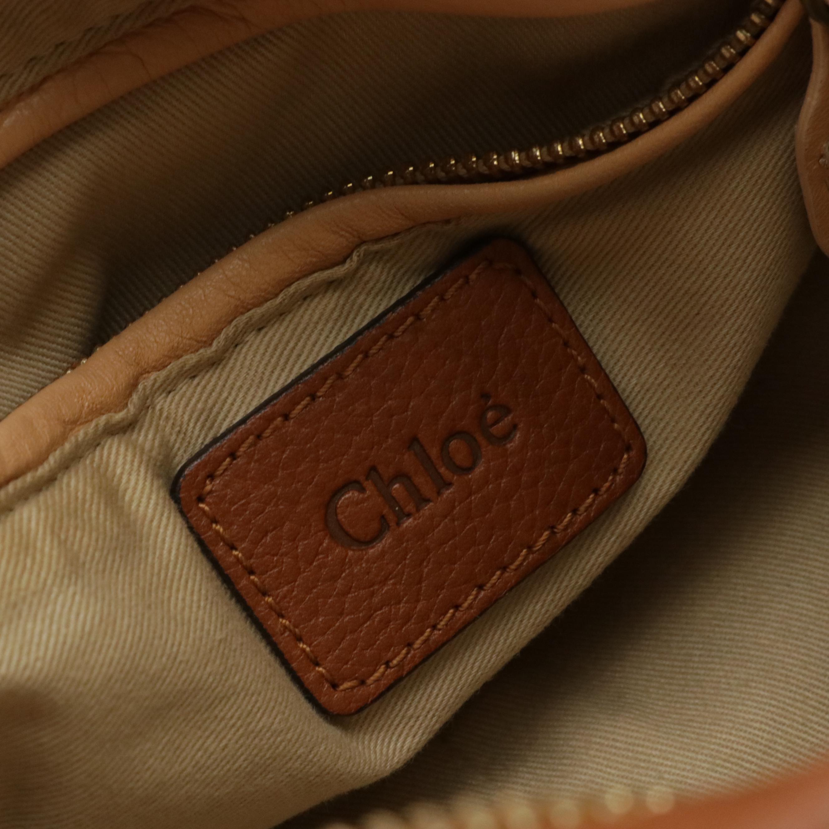Chloé Marcie Two-Way Bag in Saddle-Stitched Brown Leather