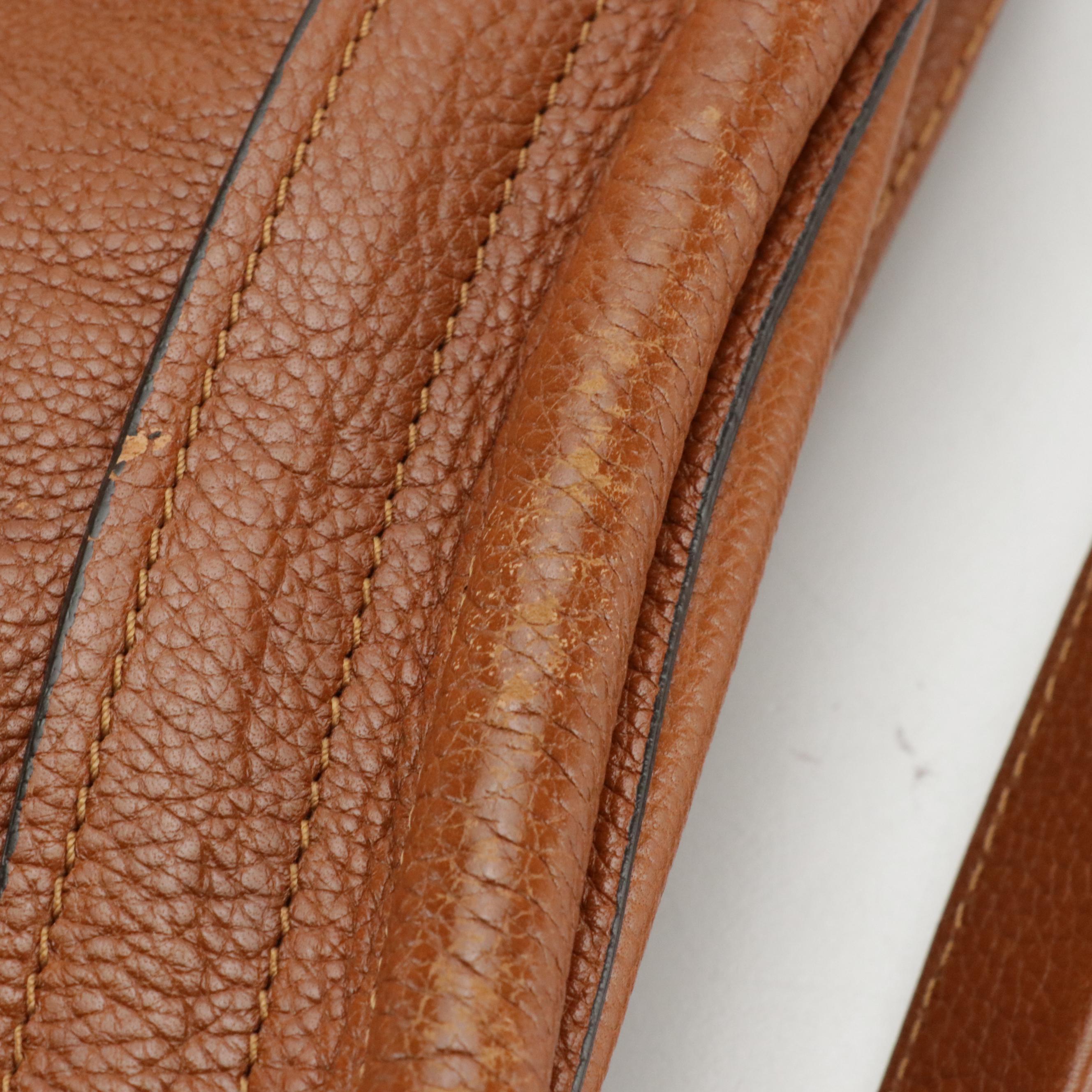 Chloé Marcie Two-Way Bag in Saddle-Stitched Brown Leather