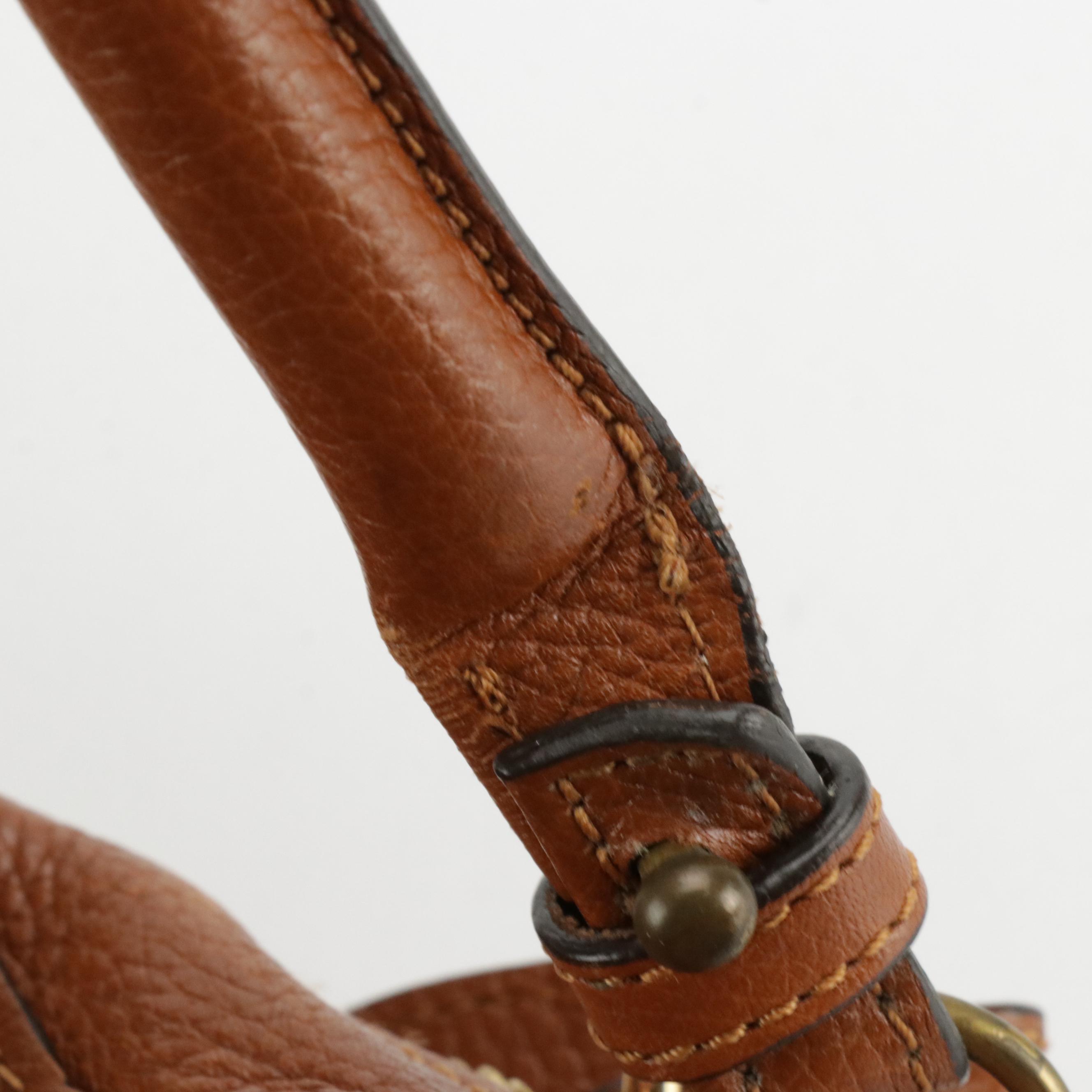 Chloé Marcie Two-Way Bag in Saddle-Stitched Brown Leather