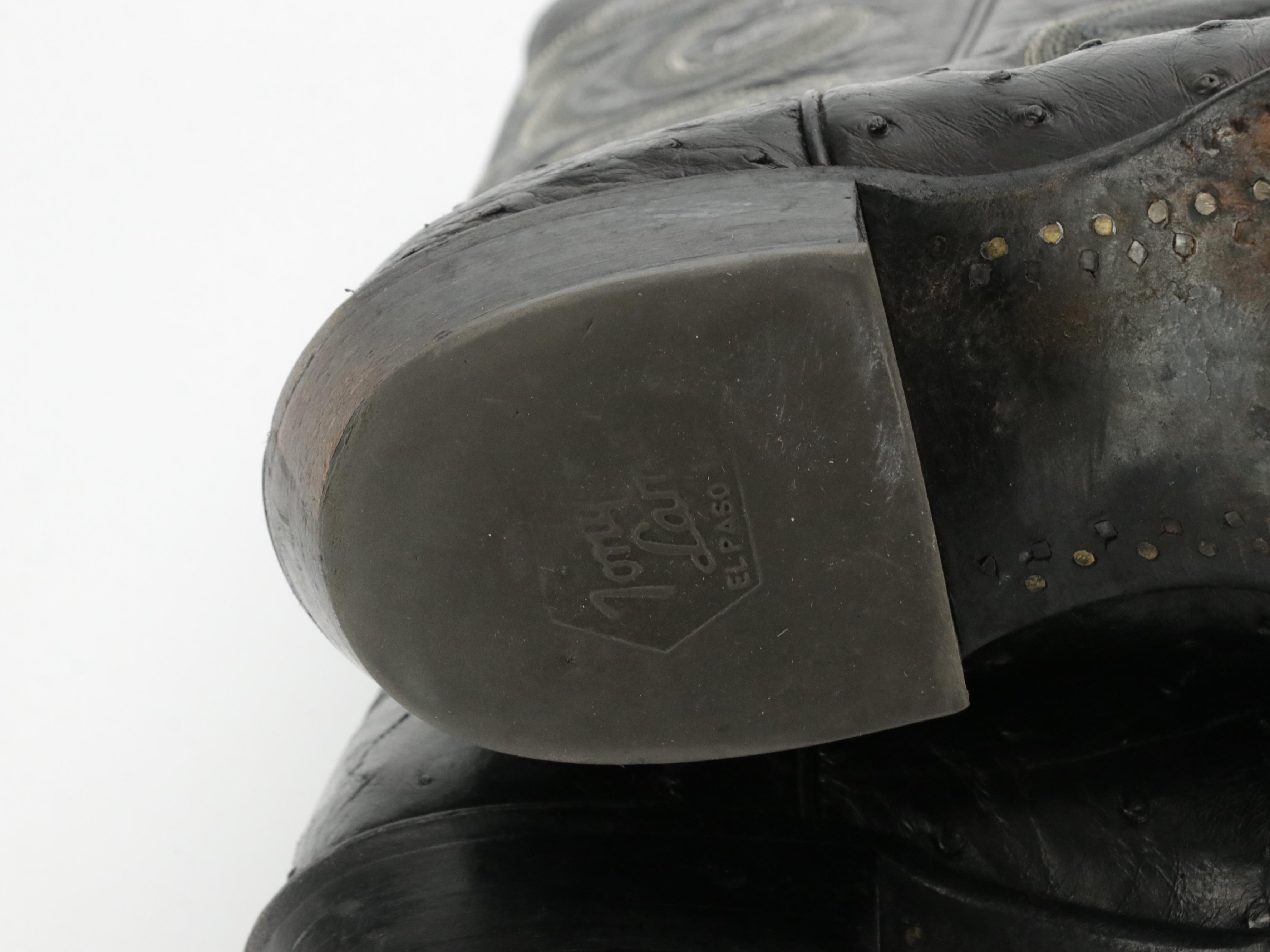 Men's Tony Lama Black Ostrich Leather Western Boots