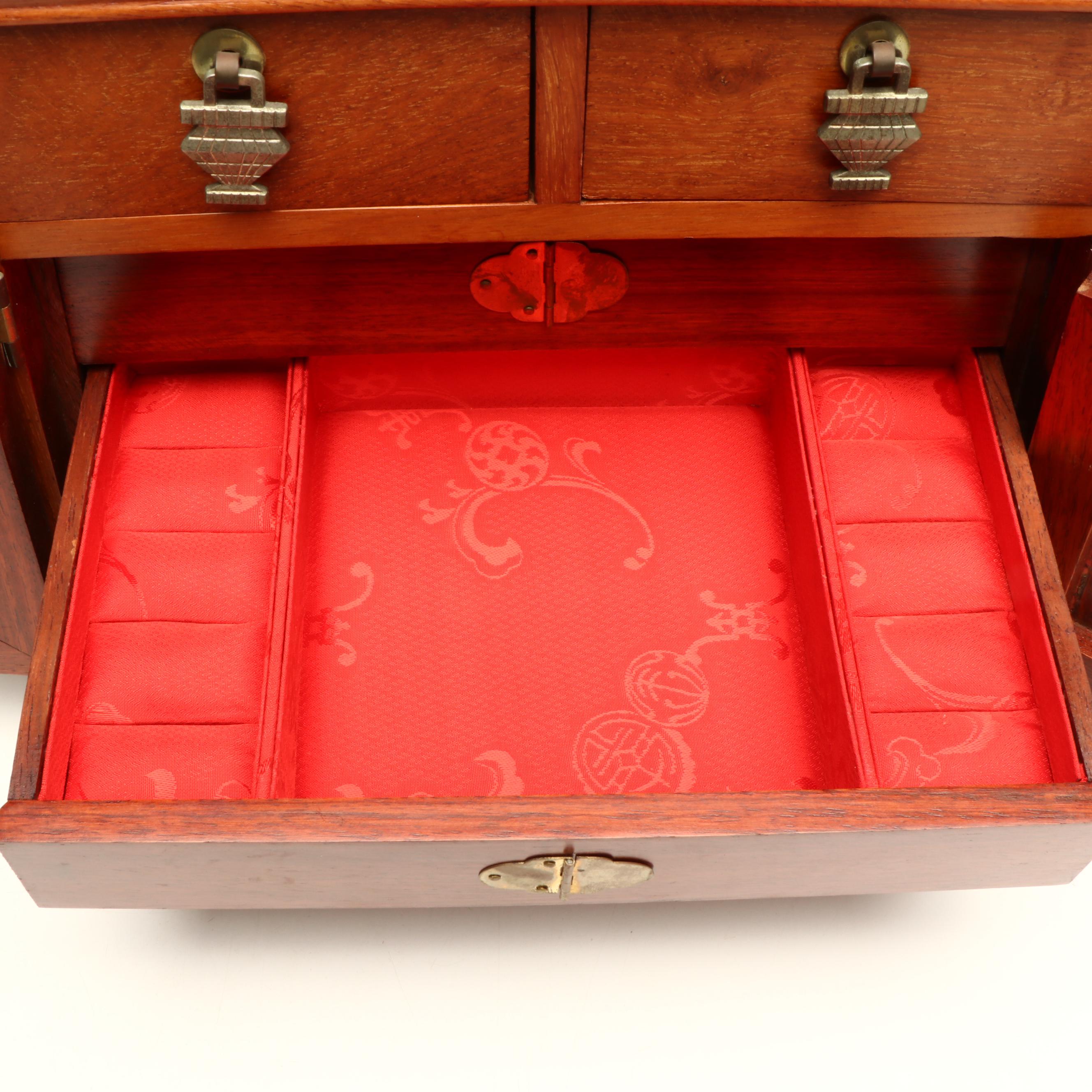 Korean Tansu Wooden Chest with Dutch Style Brass Candle Holder