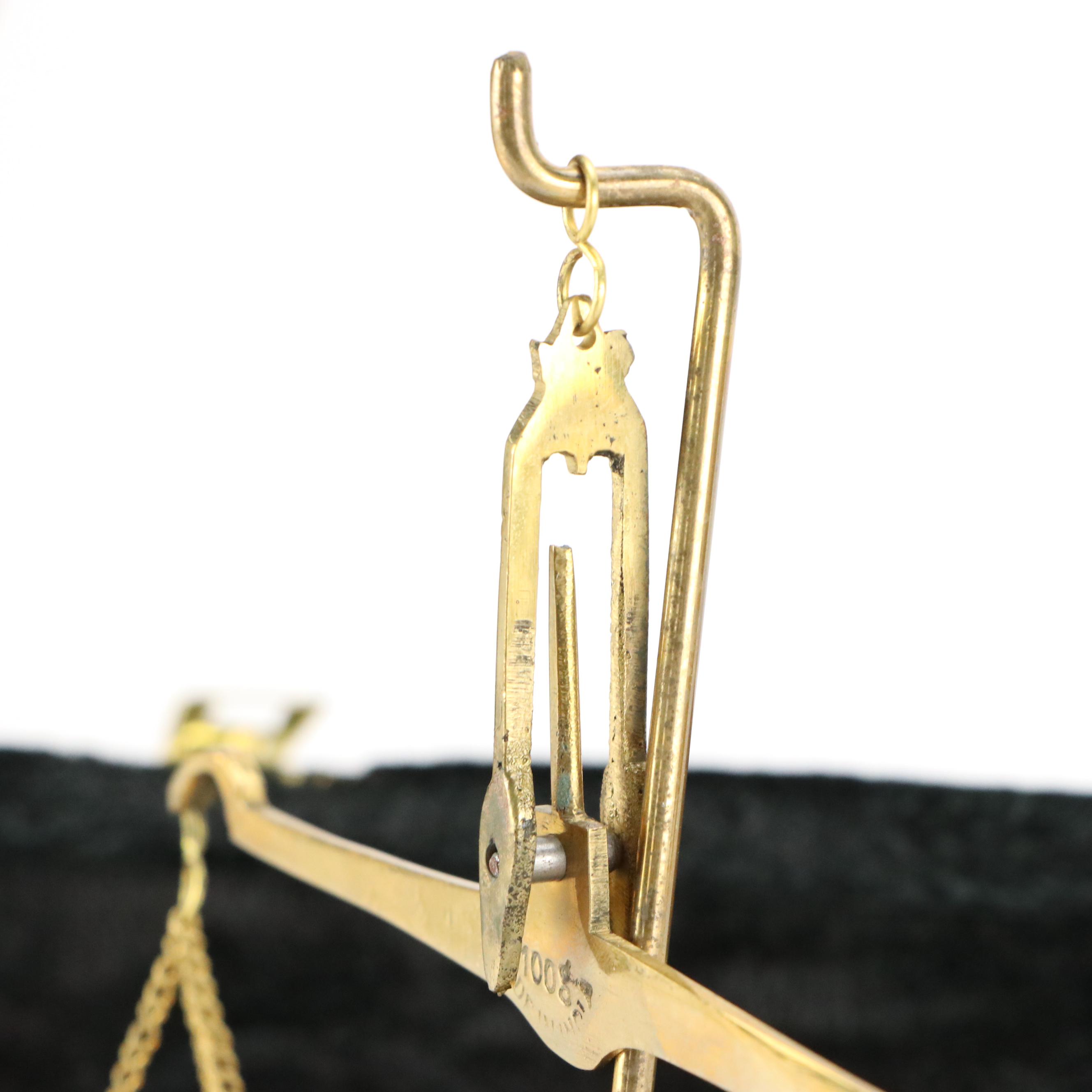 Portable Brass Balance Scale and Weights with Velour Case