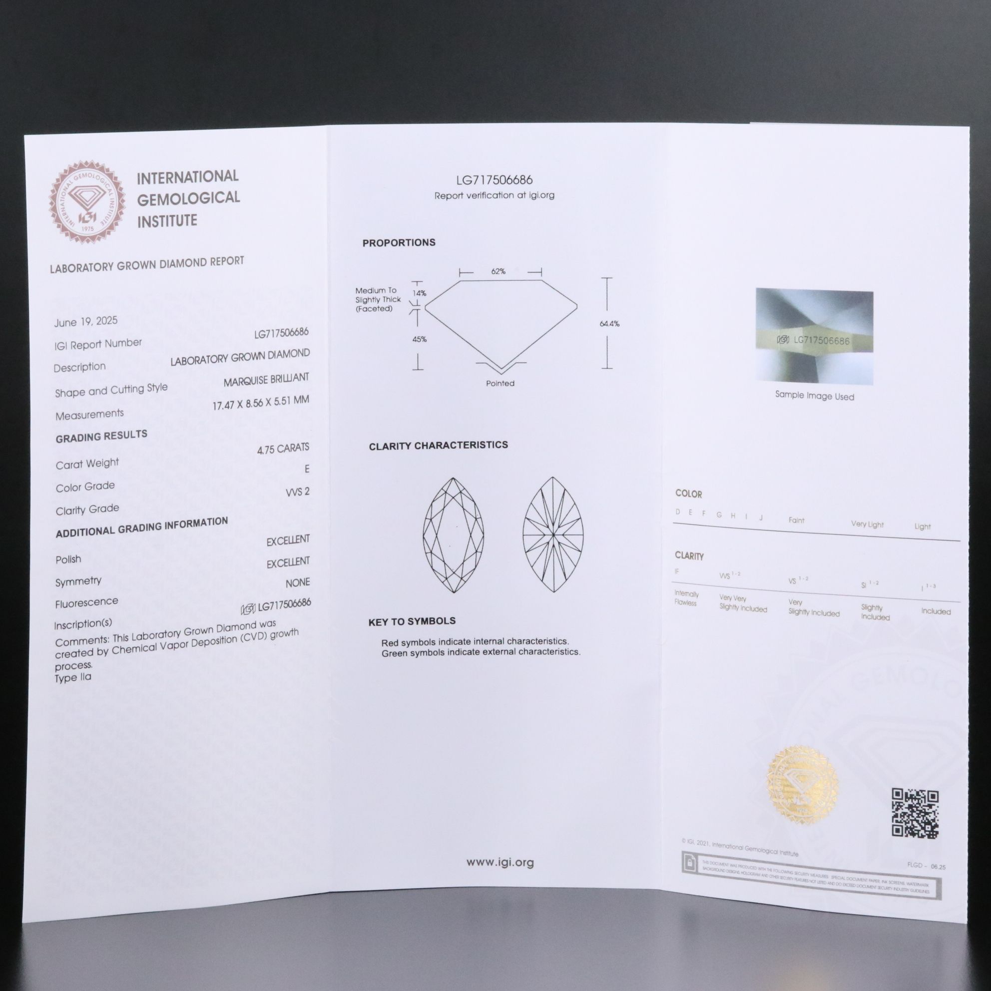 18K 4.75 CT Lab Grown Diamond Solitaire Ring with IGI Report