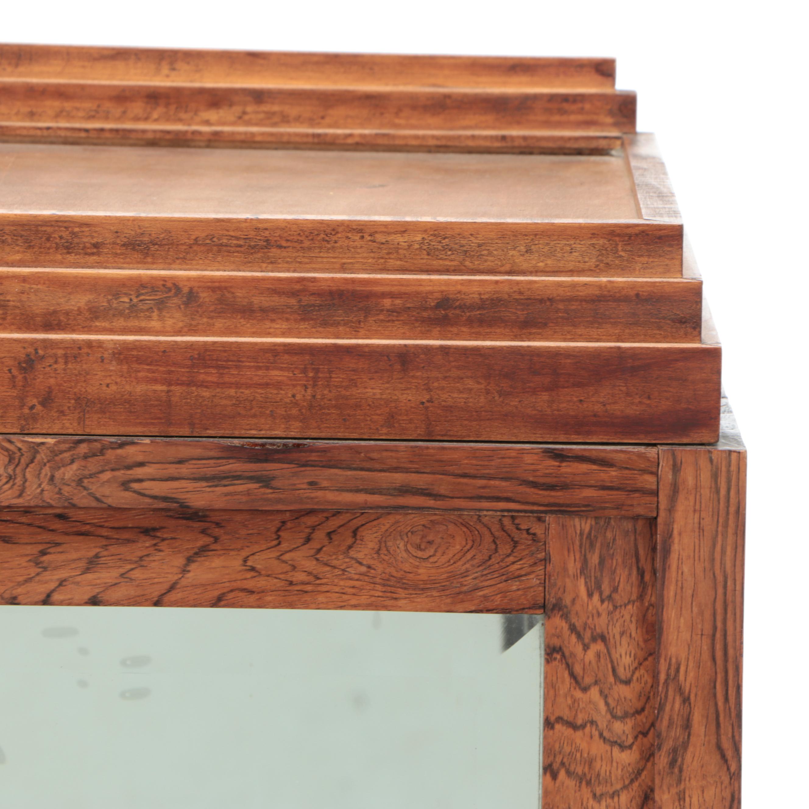 Mirrored Back Illuminated Wood and Glass Display Cabinet