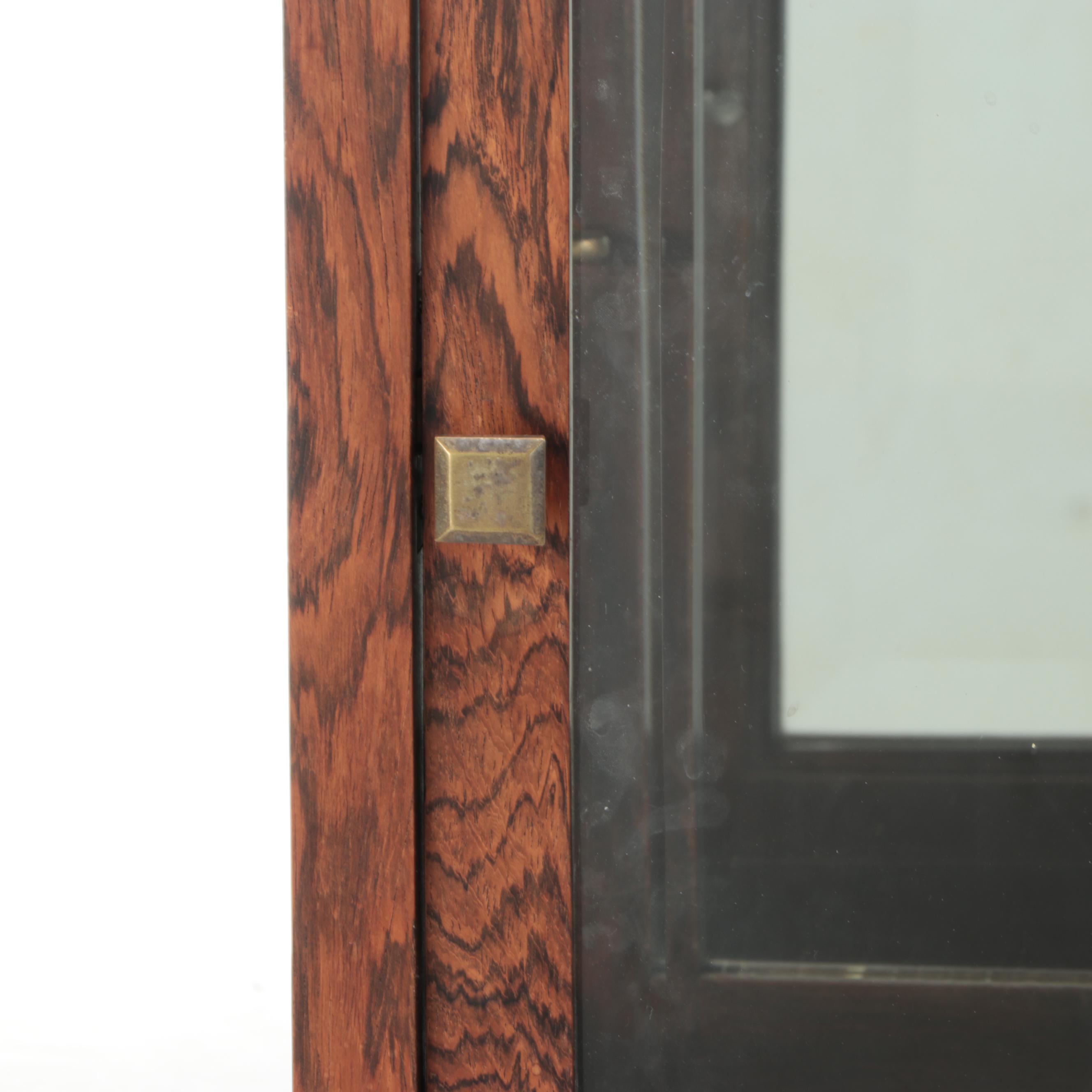 Mirrored Back Illuminated Wood and Glass Display Cabinet