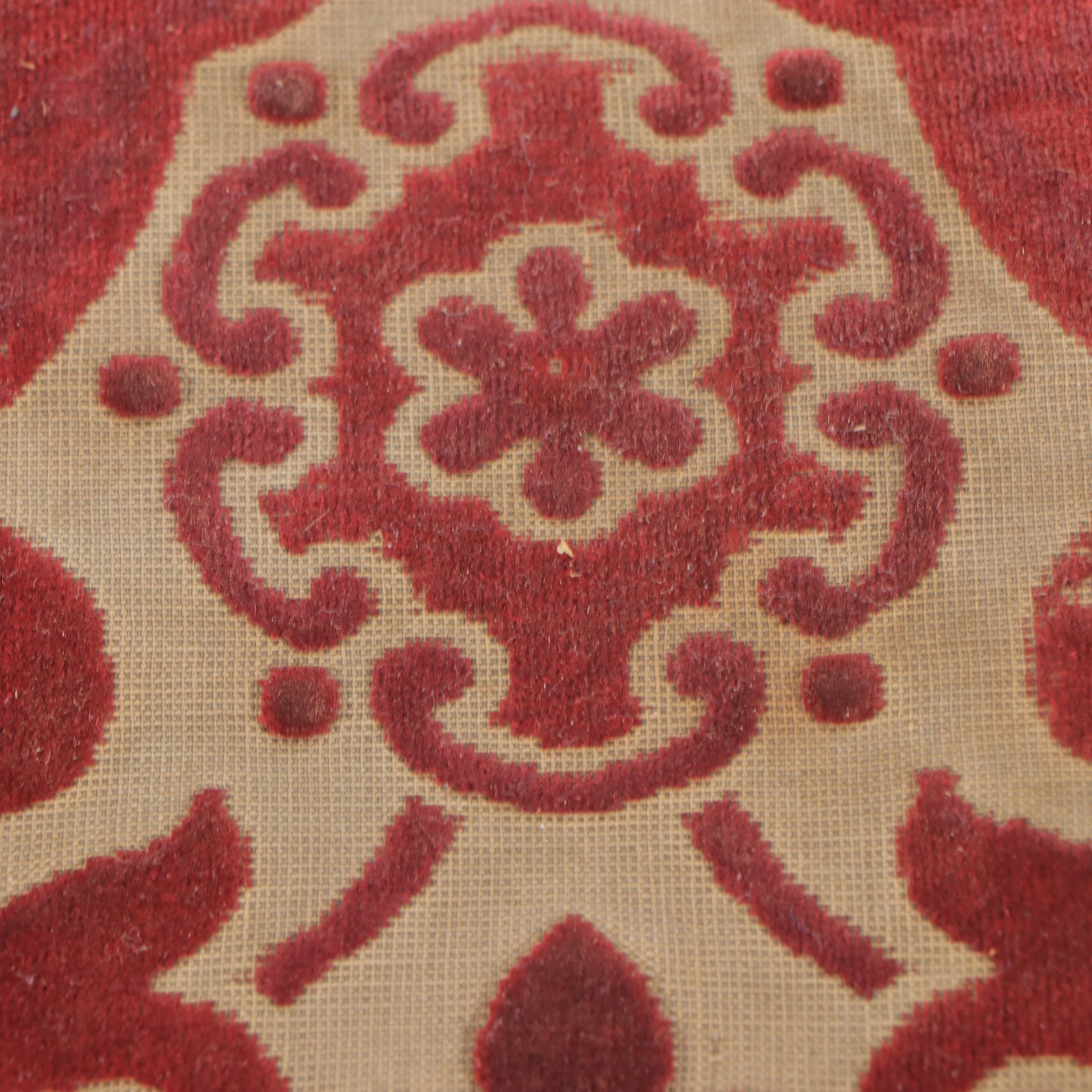 Antique Cast Iron Bench with Paisley Upholstery