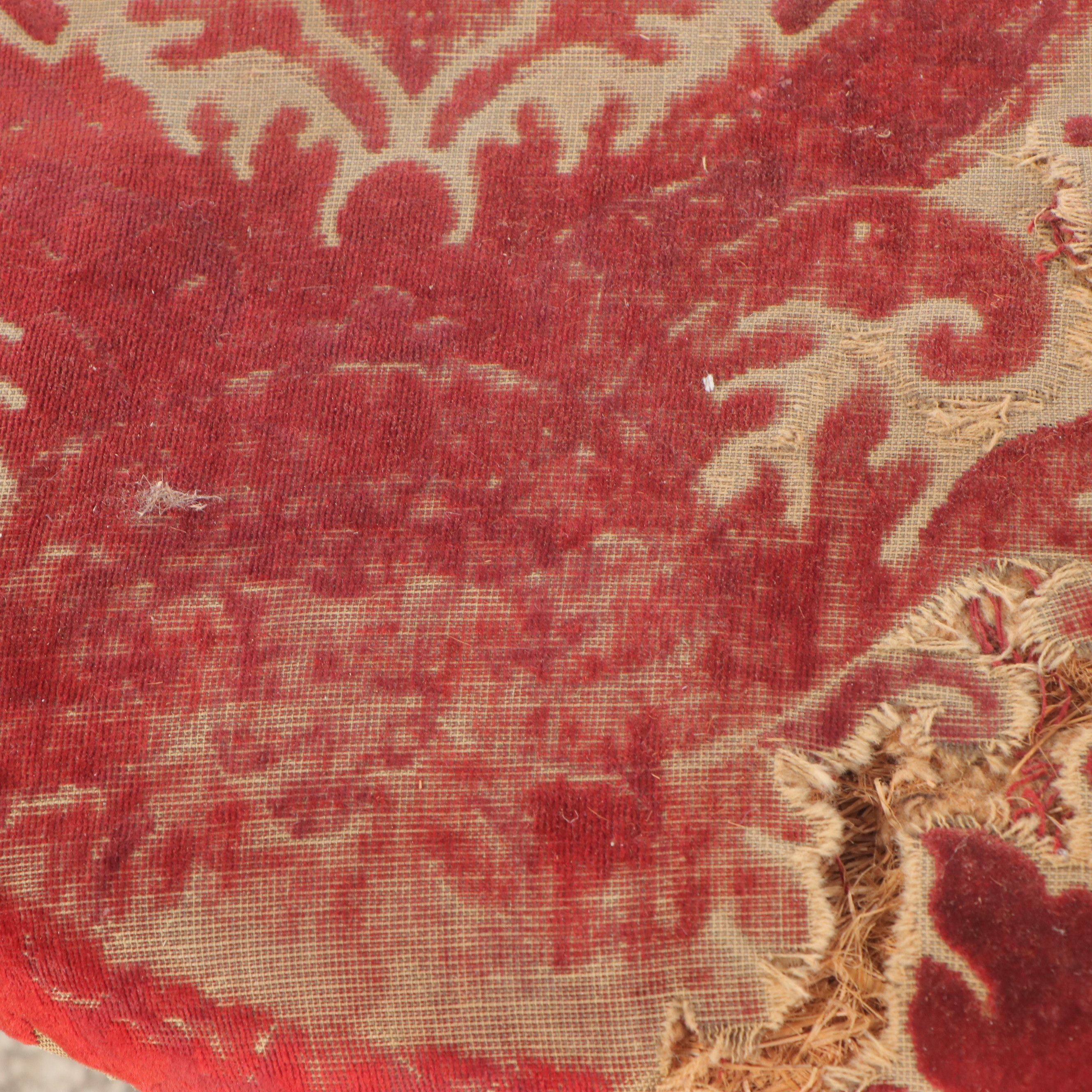 Antique Cast Iron Bench with Paisley Upholstery