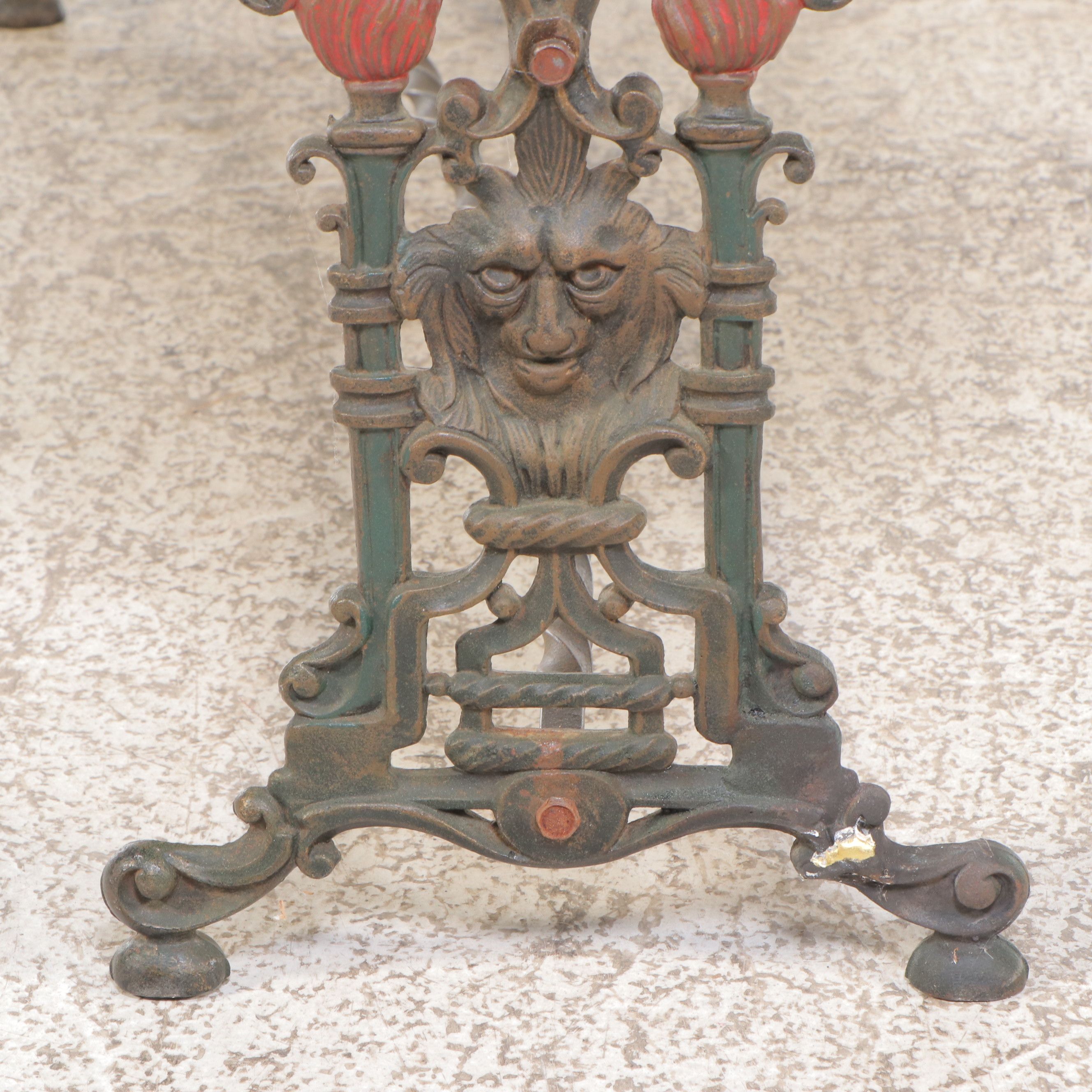 Antique Cast Iron Bench with Paisley Upholstery