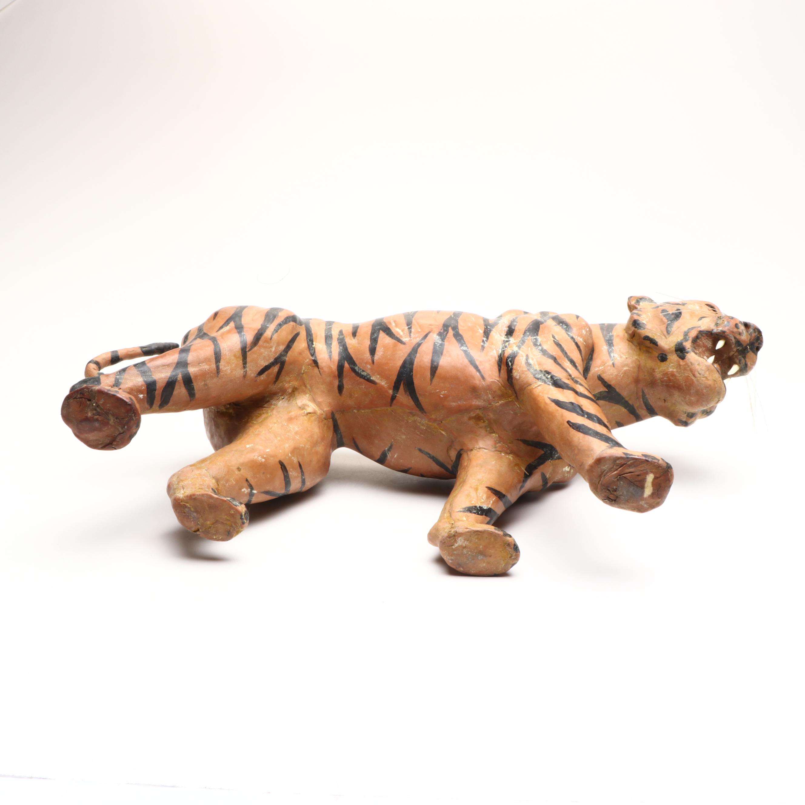 Papier-Mâché Tiger Sculpture