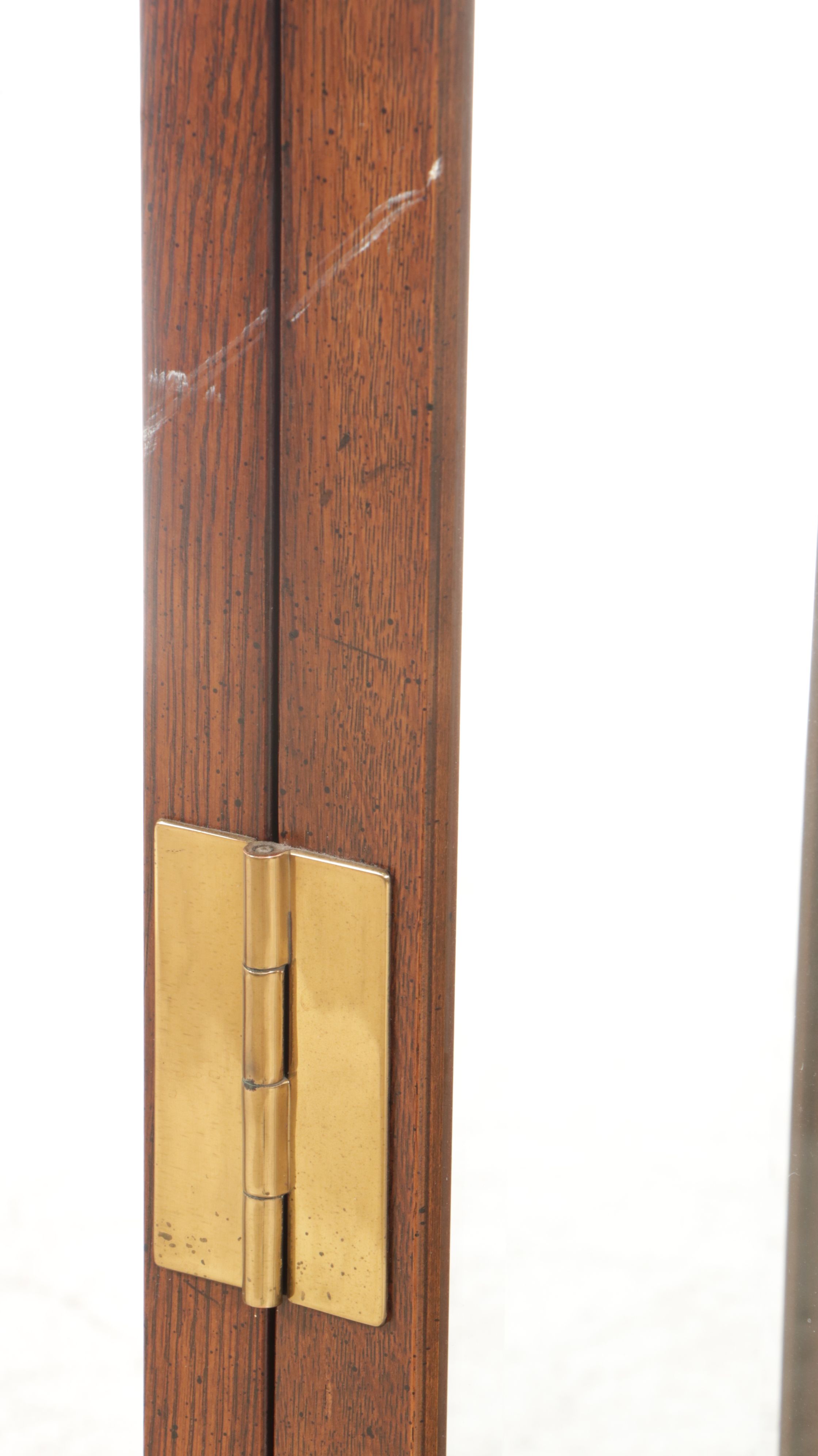 Henredon Campaign Style Oak Finish and Brass Illuminated China Cabinet