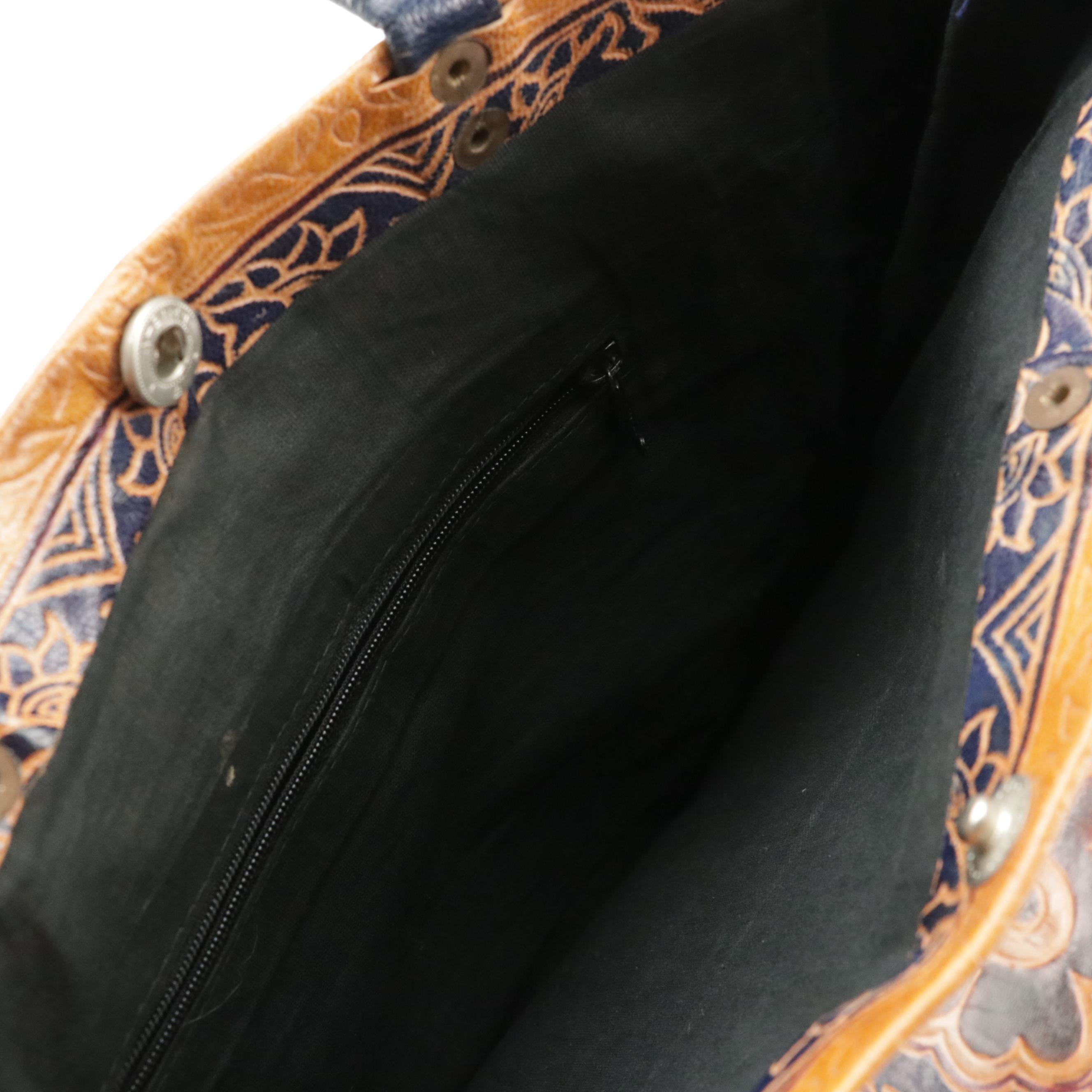 Tall Tote in Floral Tooled Leather