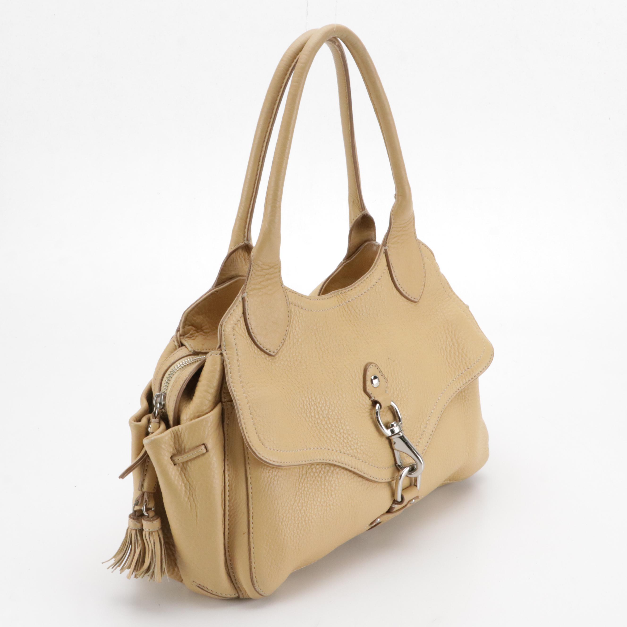 Cole Haan Beige Leather Shoulder Satchel, Coach Mini Zippered Shoulder Bag