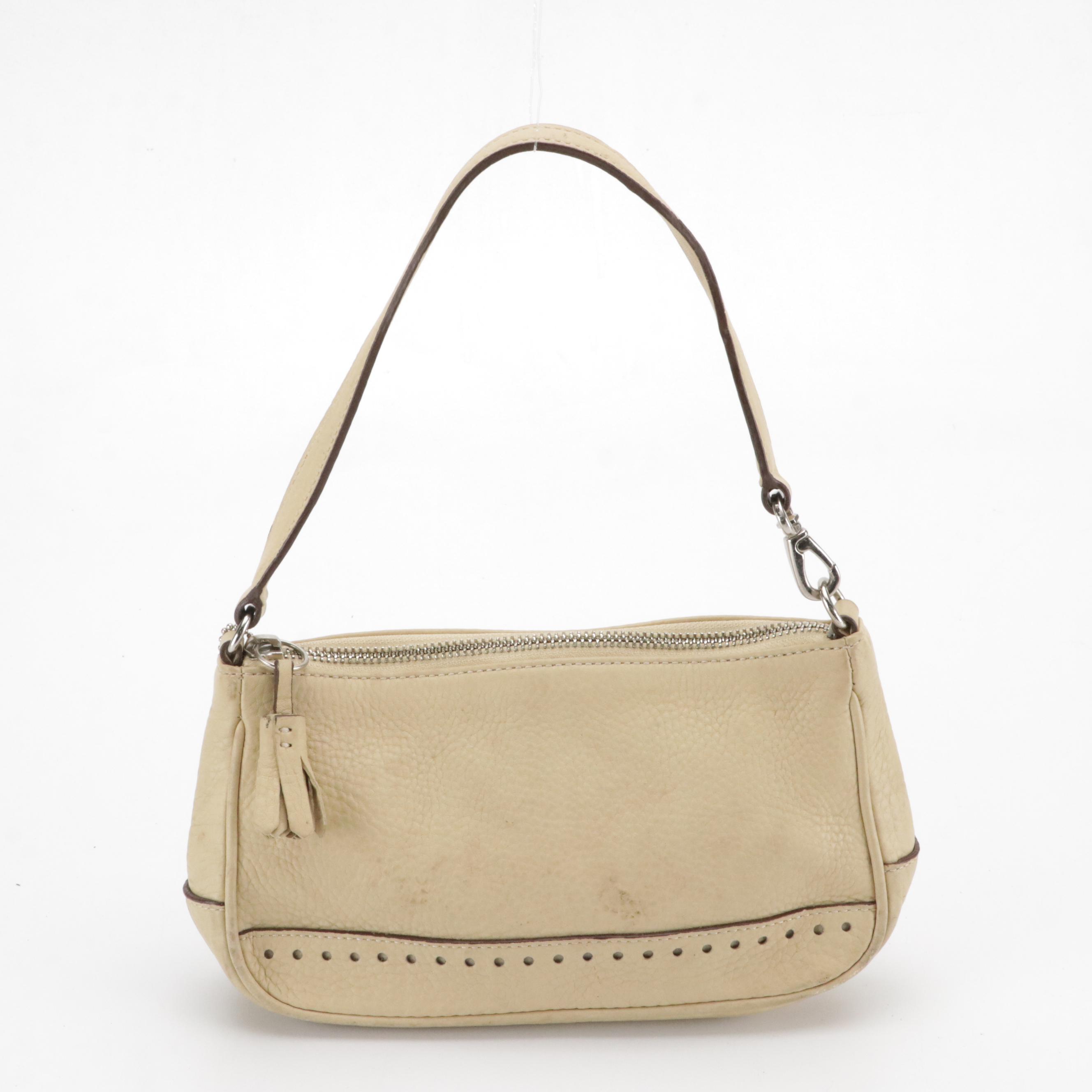 Cole Haan Beige Leather Shoulder Satchel, Coach Mini Zippered Shoulder Bag