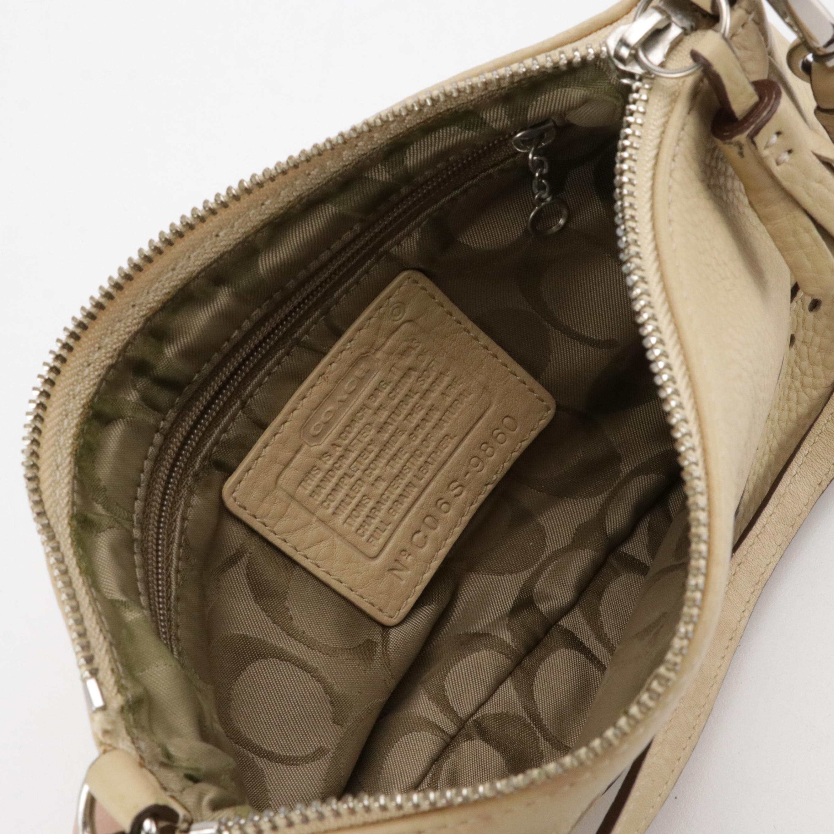 Cole Haan Beige Leather Shoulder Satchel, Coach Mini Zippered Shoulder Bag