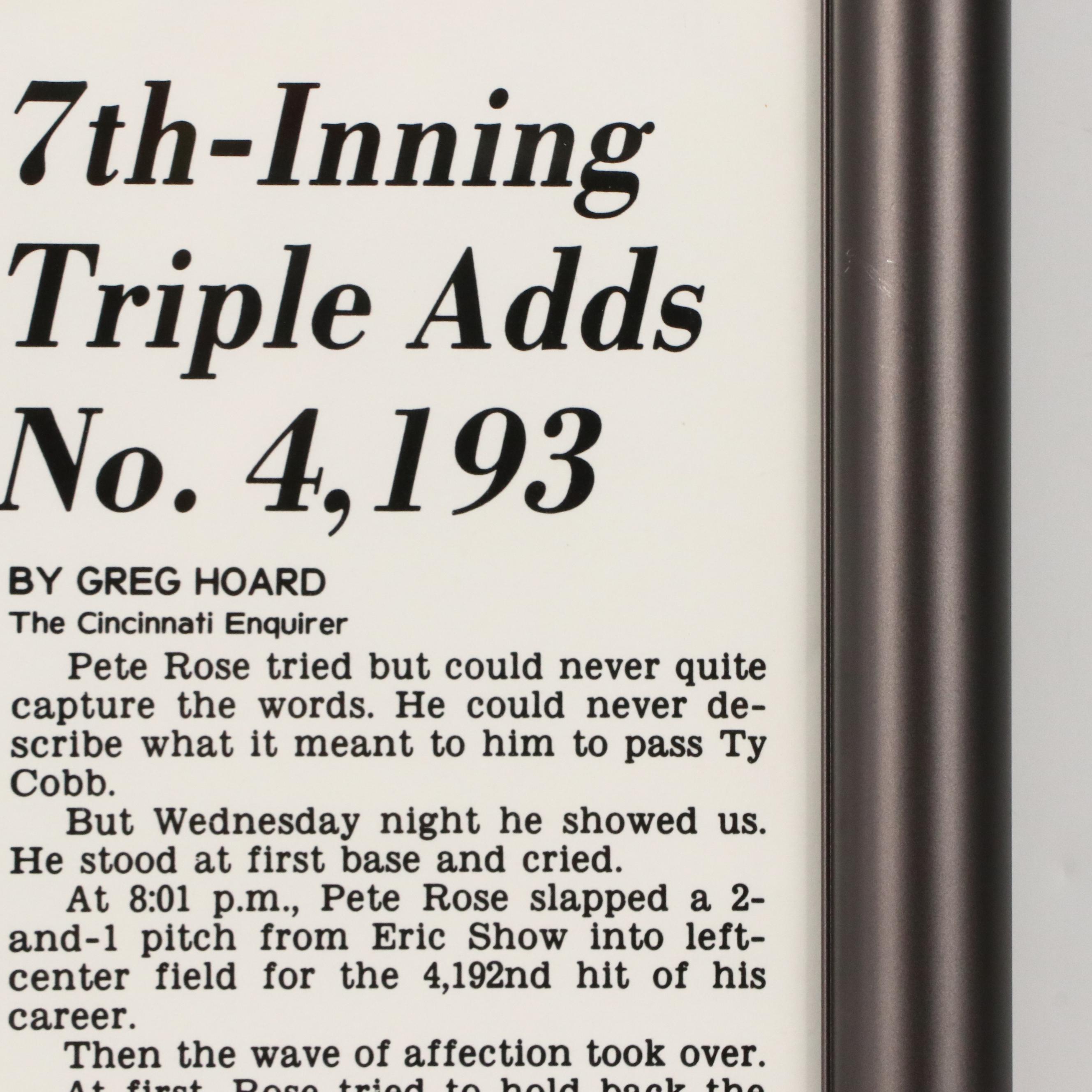 Pete Rose Signed "The Cincinnati Enquirer" Record Breaking Print