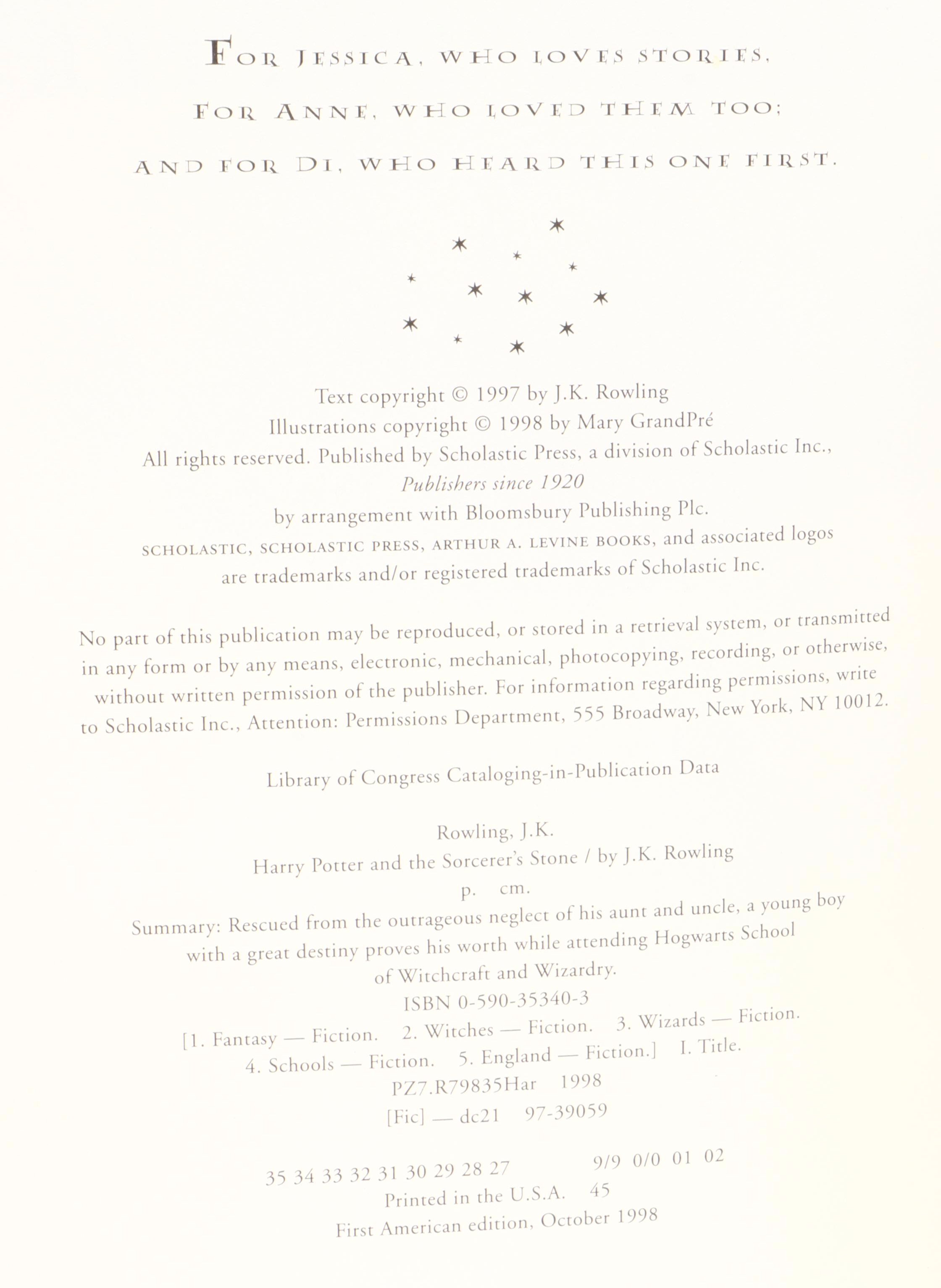 First American Edition "Harry Potter" Complete Series by J. K. Rowling