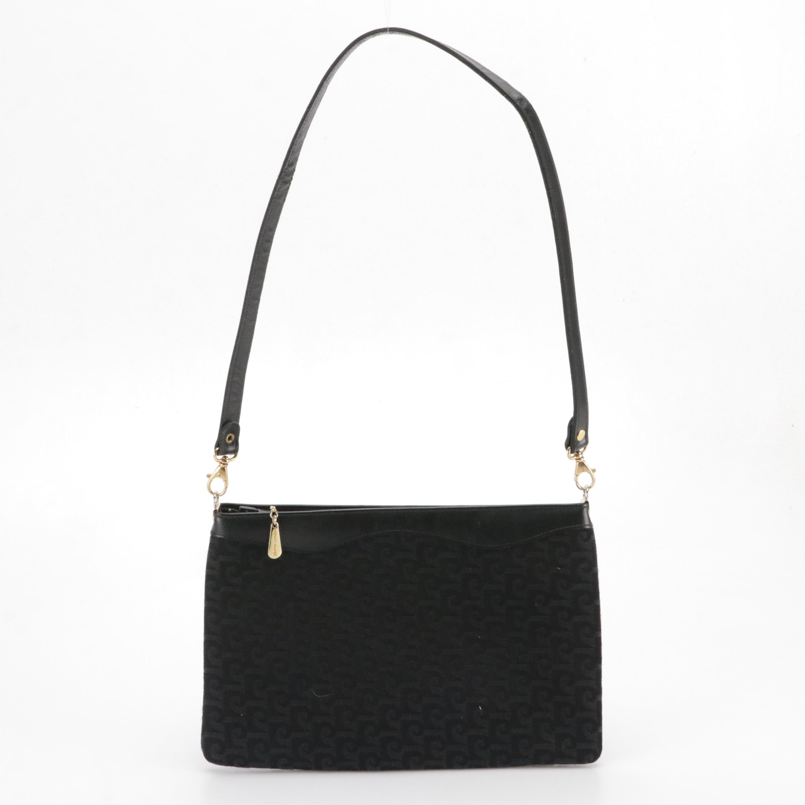 Pierre Cardin Jacquard and Leather Zip-Top Shoulder Bags in Black and Grey