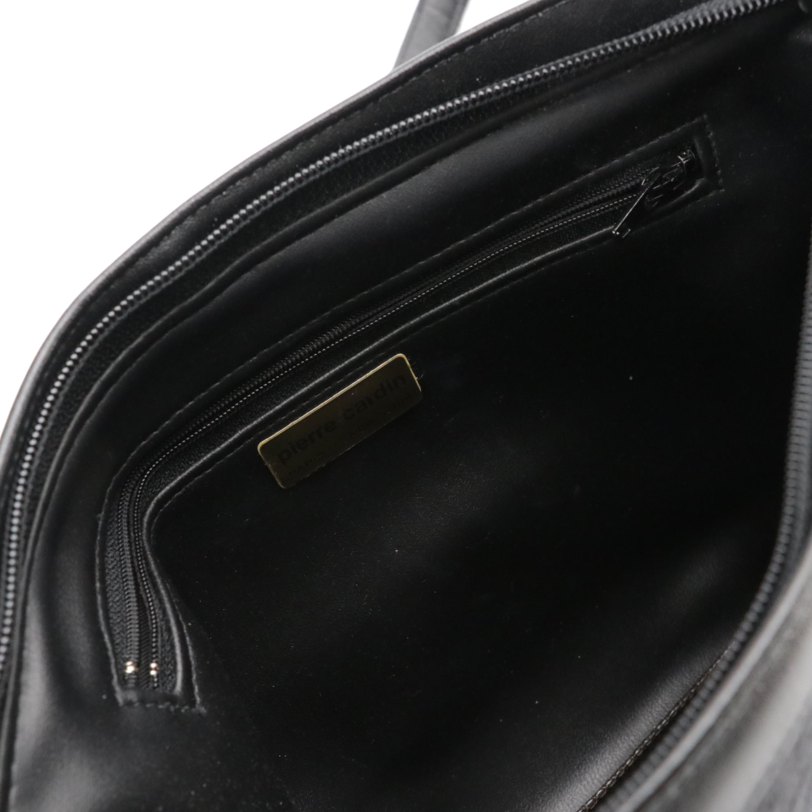 Pierre Cardin Jacquard and Leather Zip-Top Shoulder Bags in Black and Grey