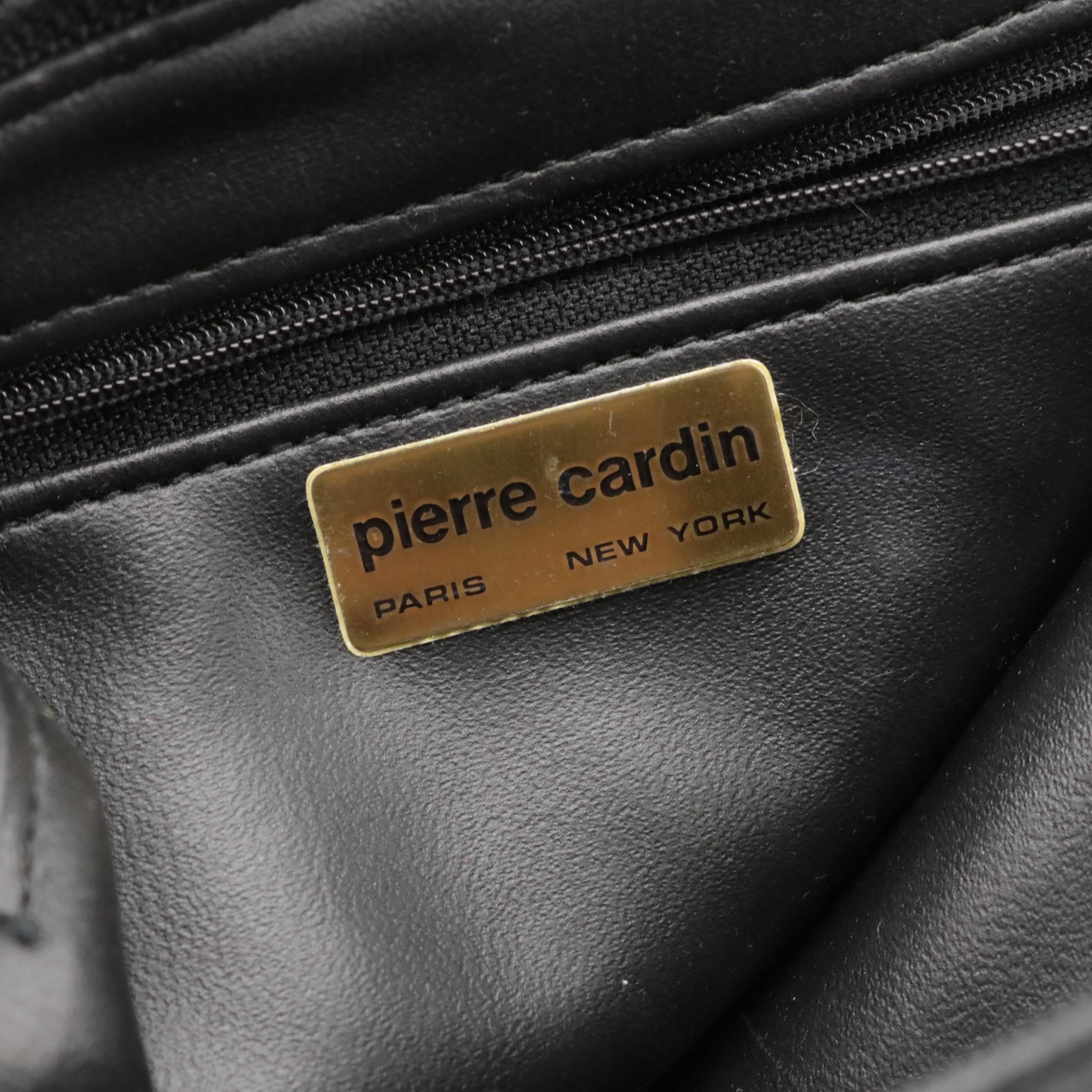 Pierre Cardin Jacquard and Leather Zip-Top Shoulder Bags in Black and Grey