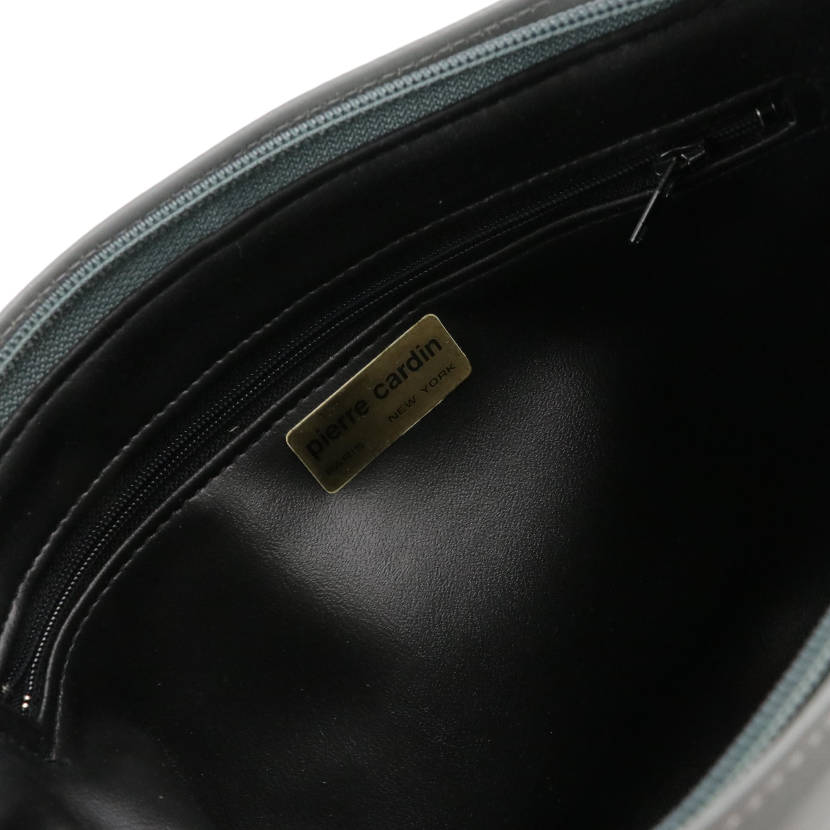 Pierre Cardin Jacquard and Leather Zip-Top Shoulder Bags in Black and Grey