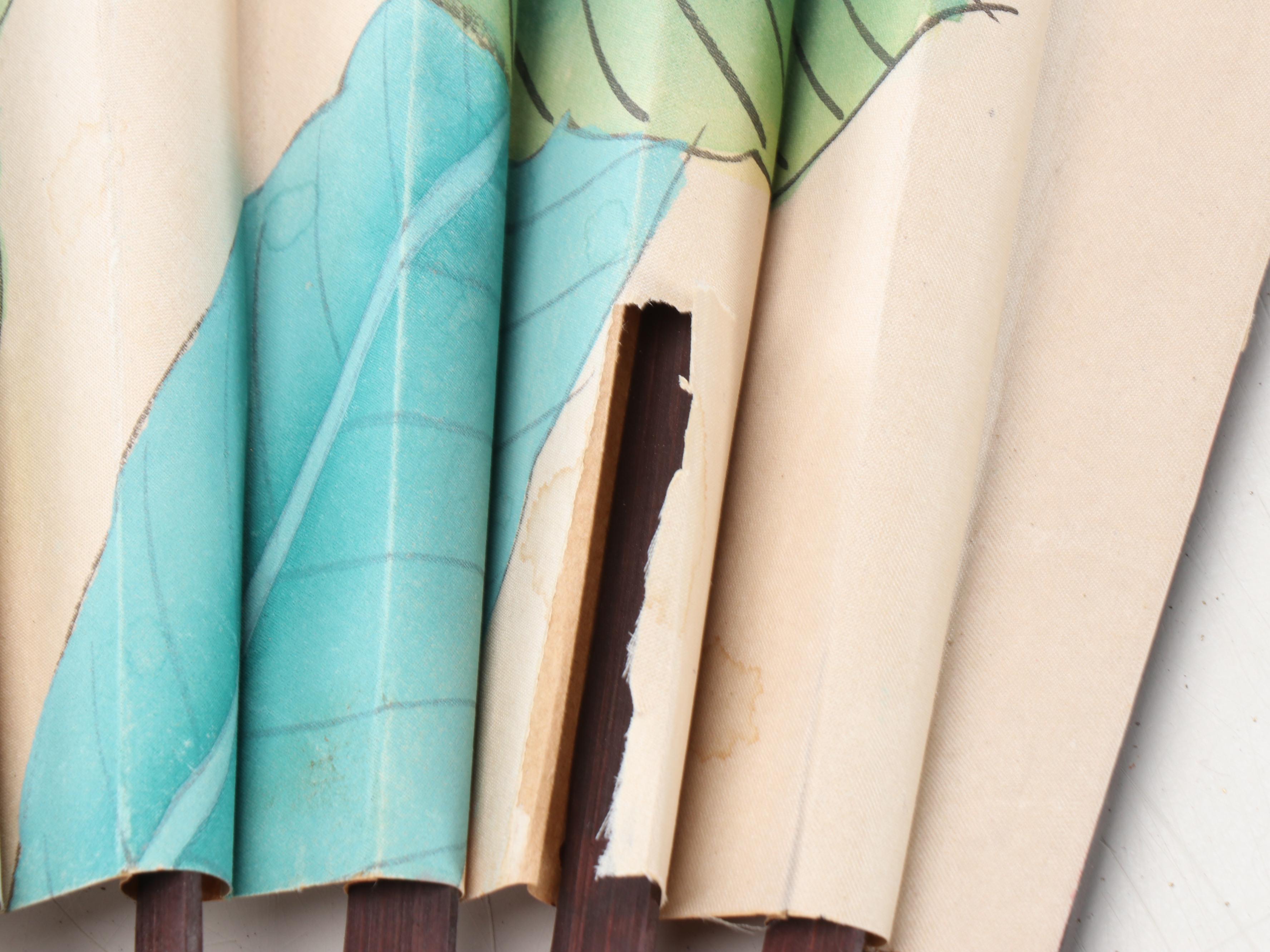 Chinese Painted Paper and Fabric Wall Fans