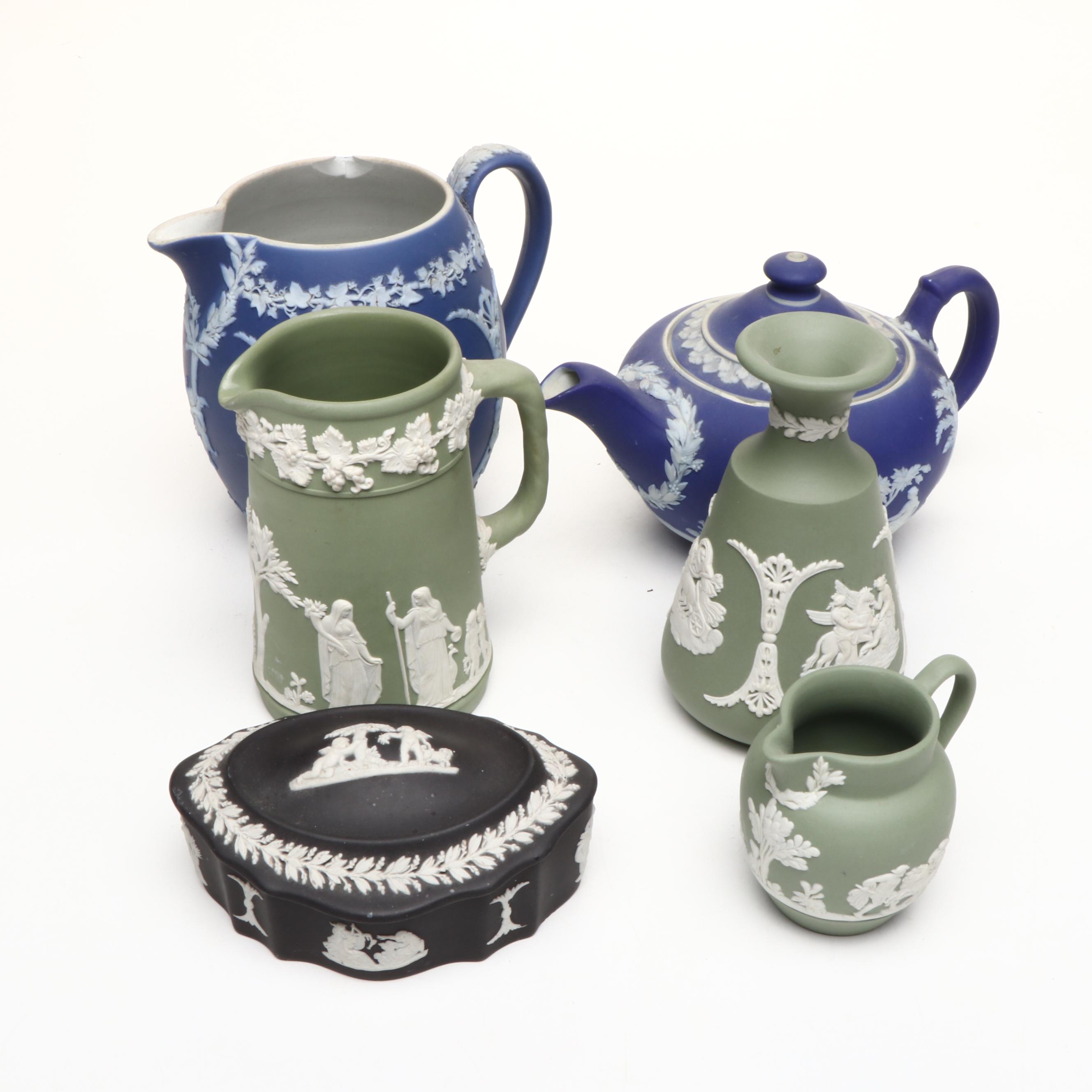 Wedgwood Jasperware Pitcher, Creamer, Bud Vase, and More Table Accessories