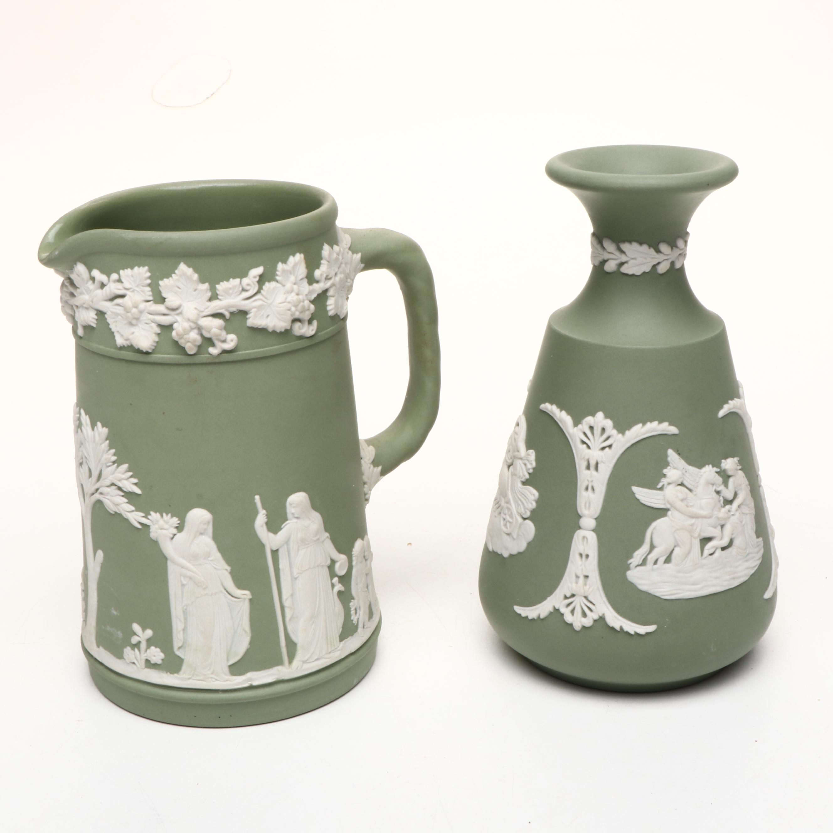Wedgwood Jasperware Pitcher, Creamer, Bud Vase, and More Table Accessories
