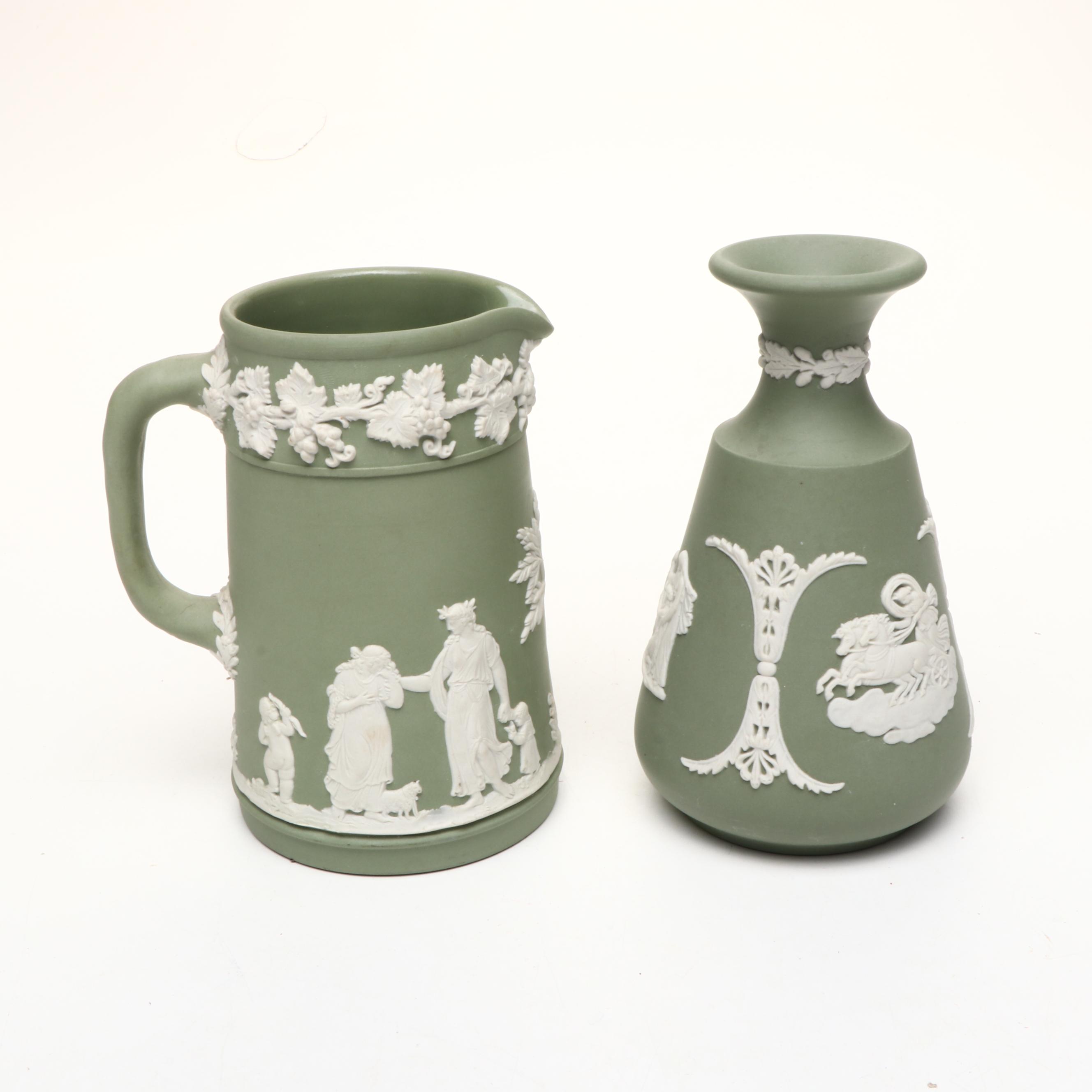 Wedgwood Jasperware Pitcher, Creamer, Bud Vase, and More Table Accessories