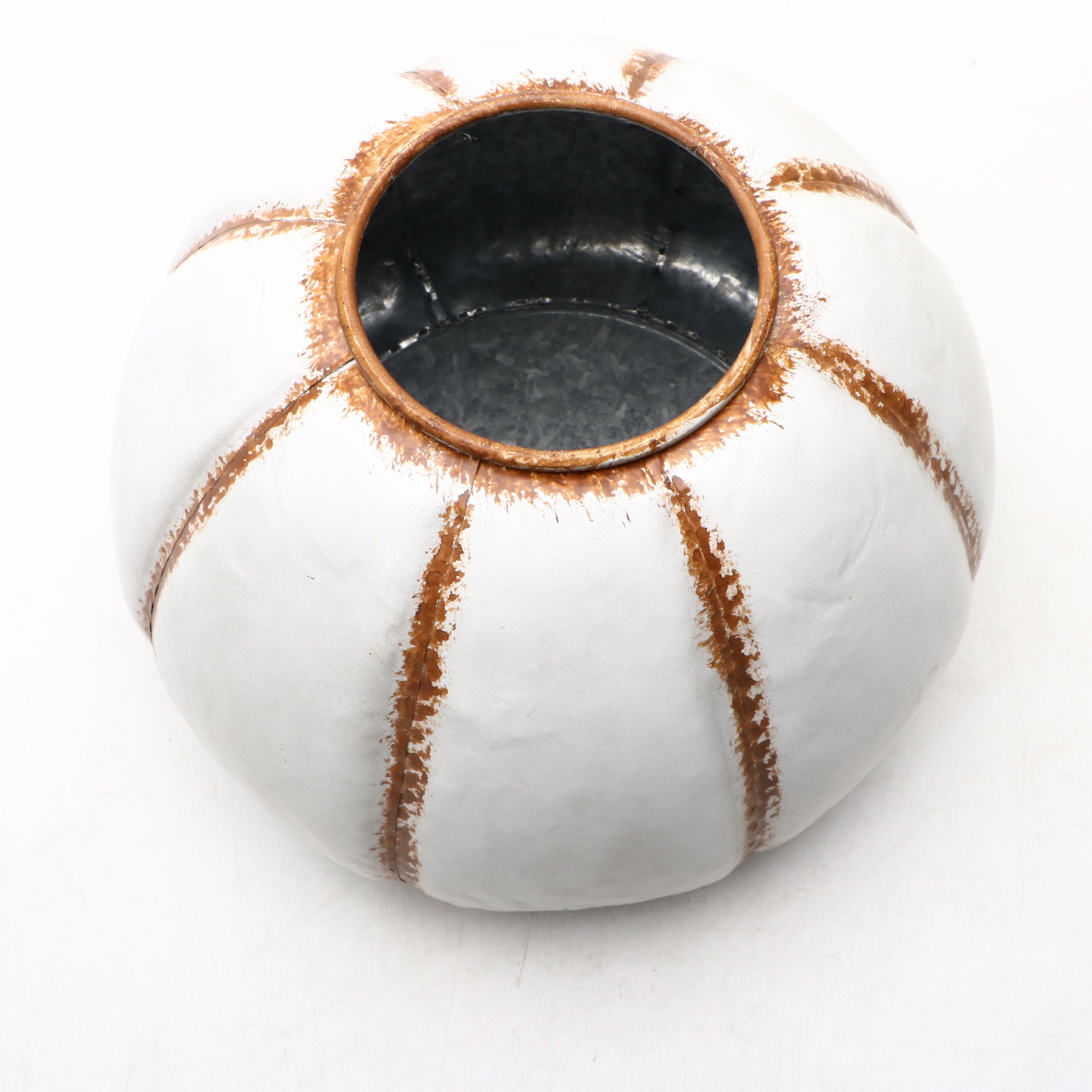 MacKenzie-Childs Painted Metal Porch Pumpkin Container