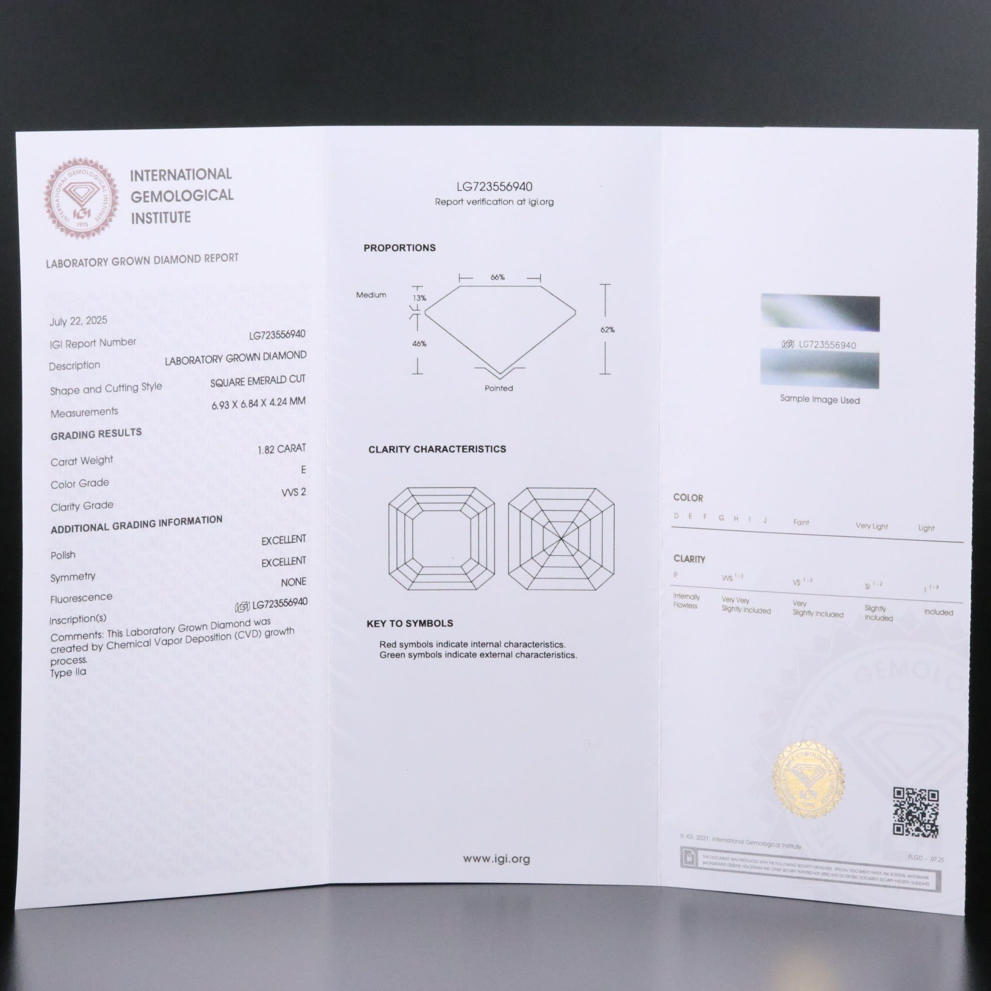 18K 1.82 CT Lab Grown Diamond Solitaire Ring with IGI Report