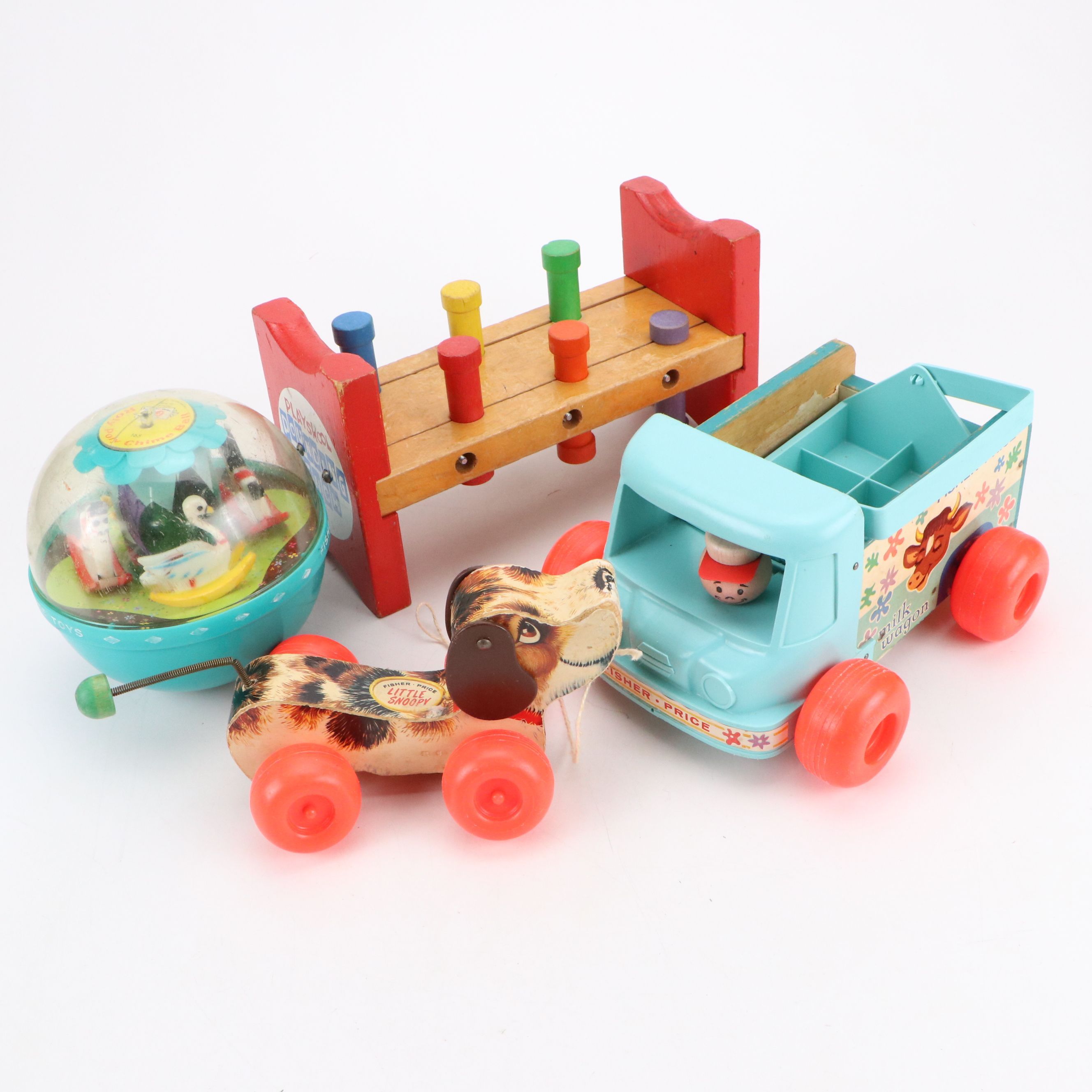 Playskool Pounding Bench with Vintage Fisher-Price Toys