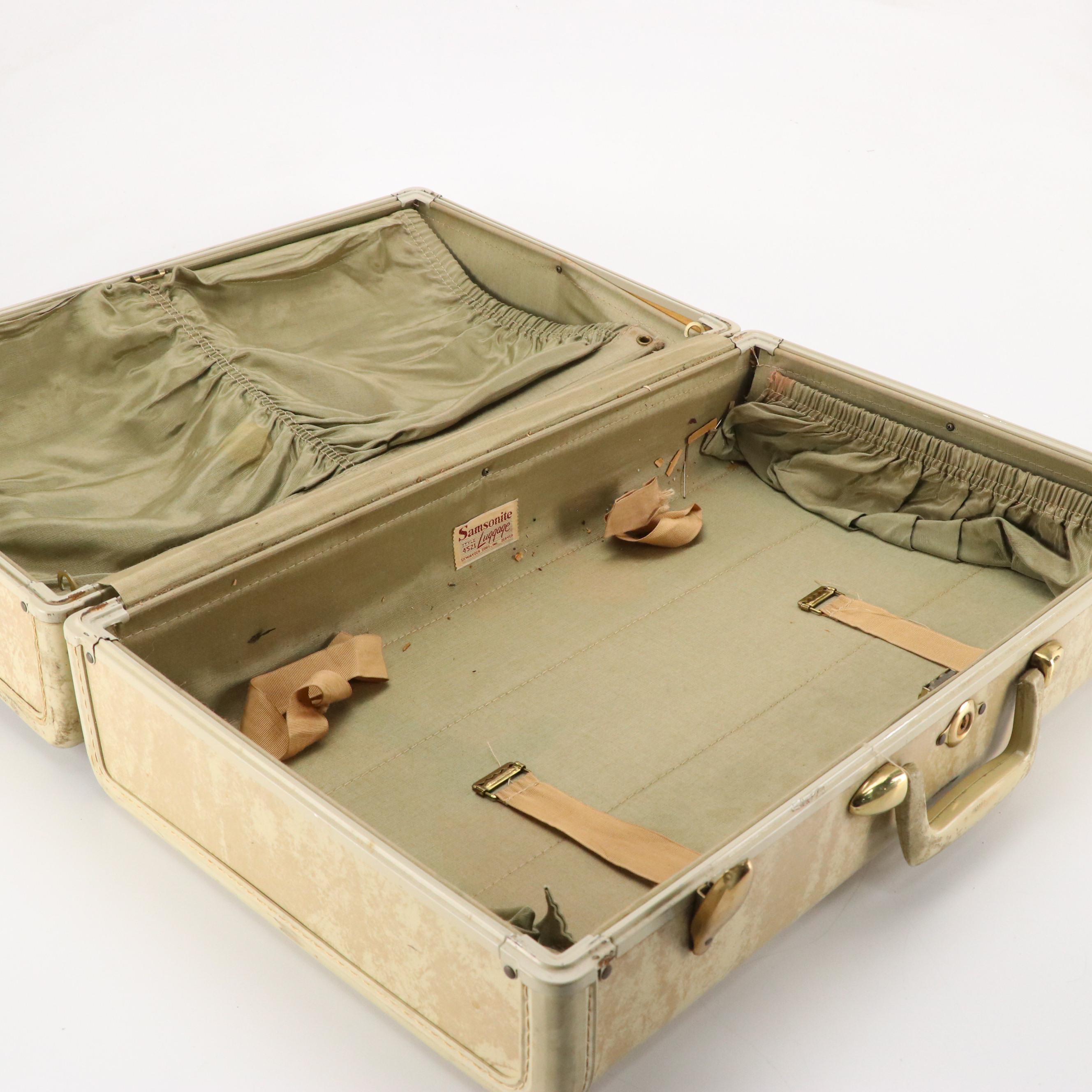 Samsonite Vintage Shwayder Brothers Marble Hard Shell Suitcase, Mid-20th Century