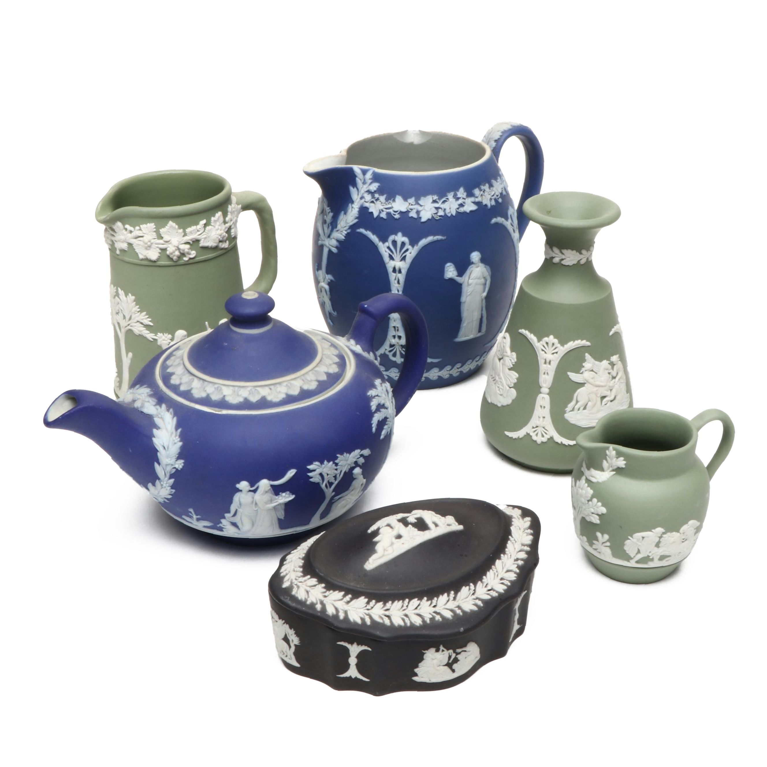 Wedgwood Jasperware Pitcher, Creamer, Bud Vase, and More Table Accessories