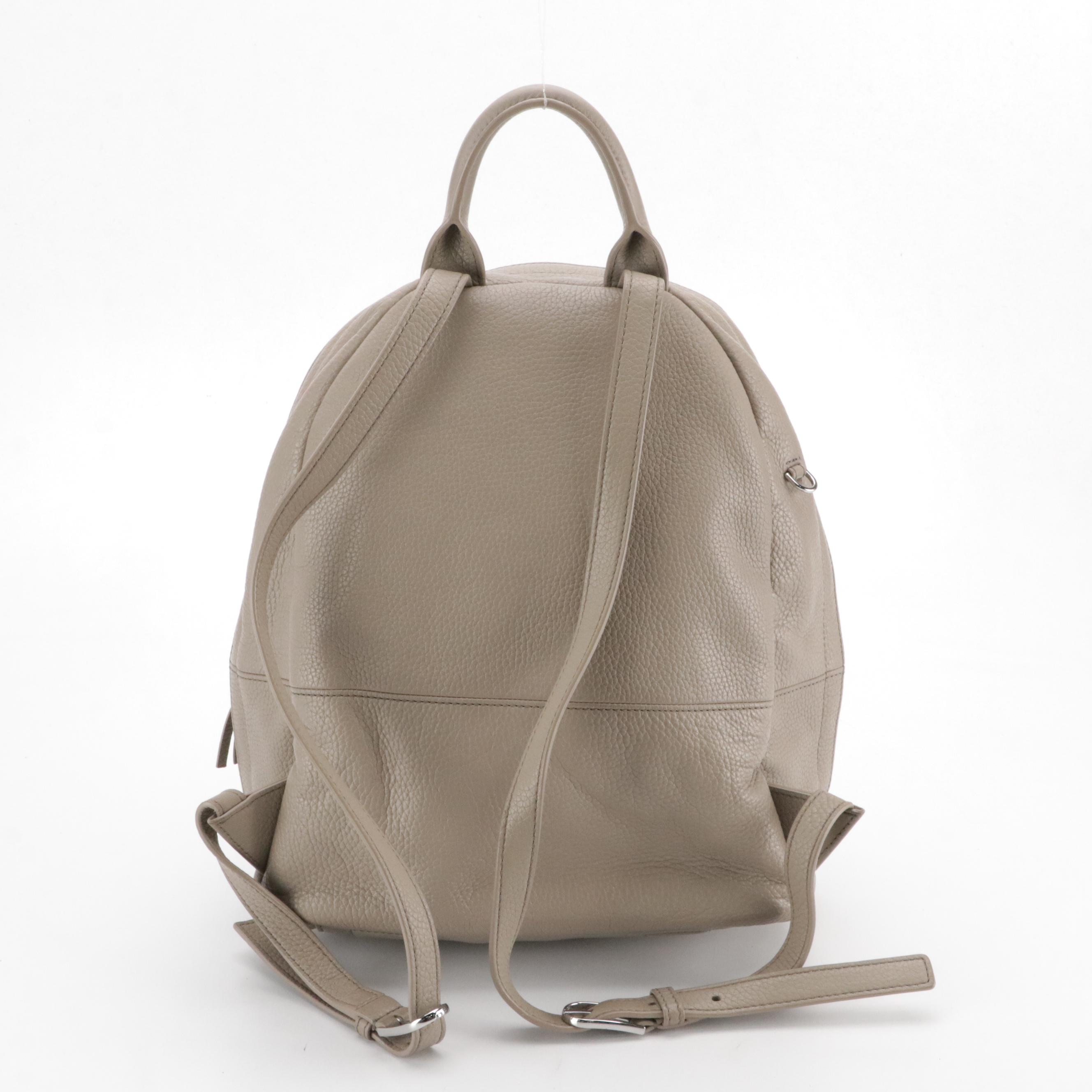 Tory Burch Backpack in "French Gray" Grained Calfskin Leather, With Tag