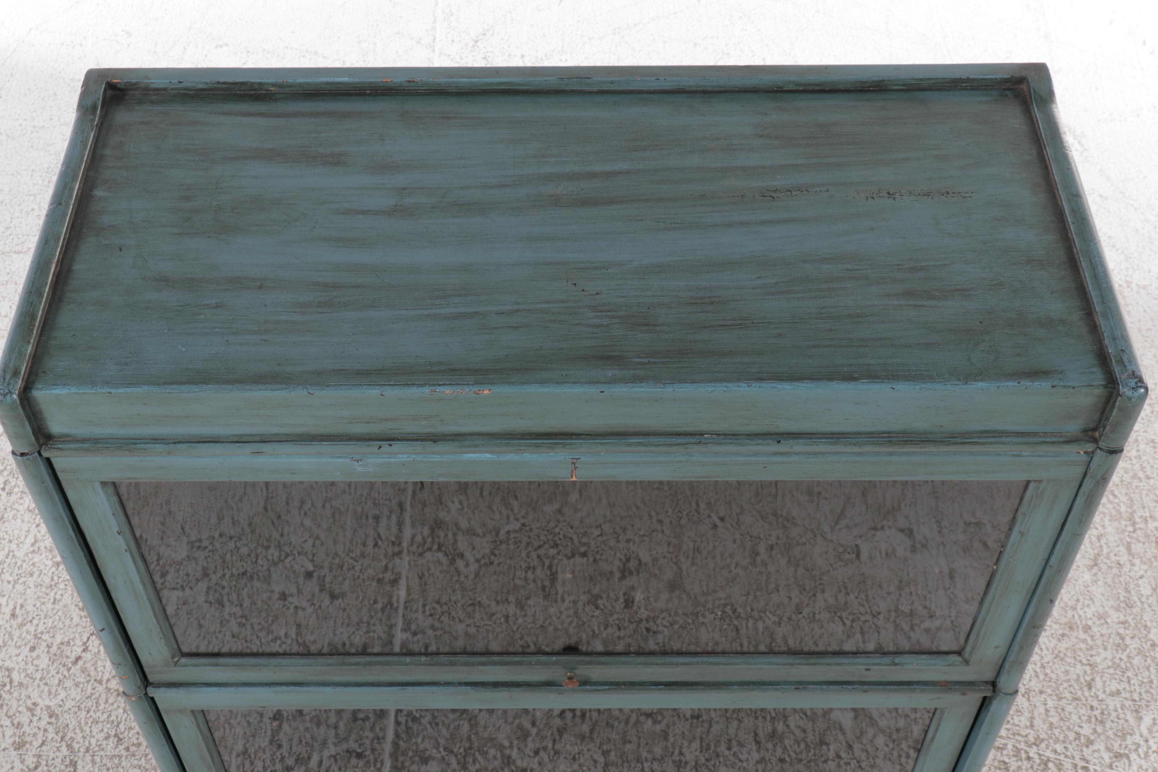 Udell Works Blue-Painted Wood Two-Tier Barrister's Bookcase