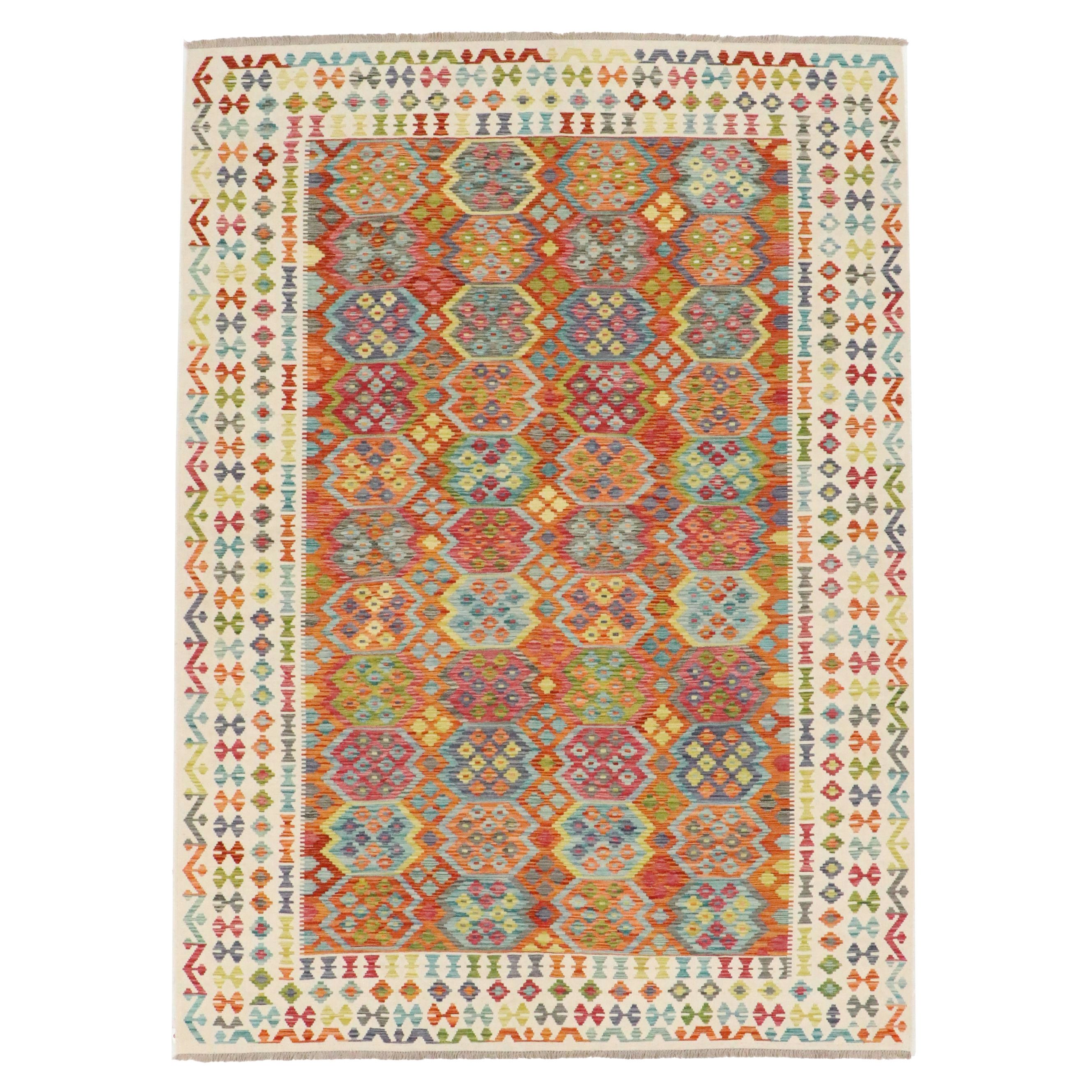 8'3 x 11'7 Handwoven Pakistani Kilim Area Rug