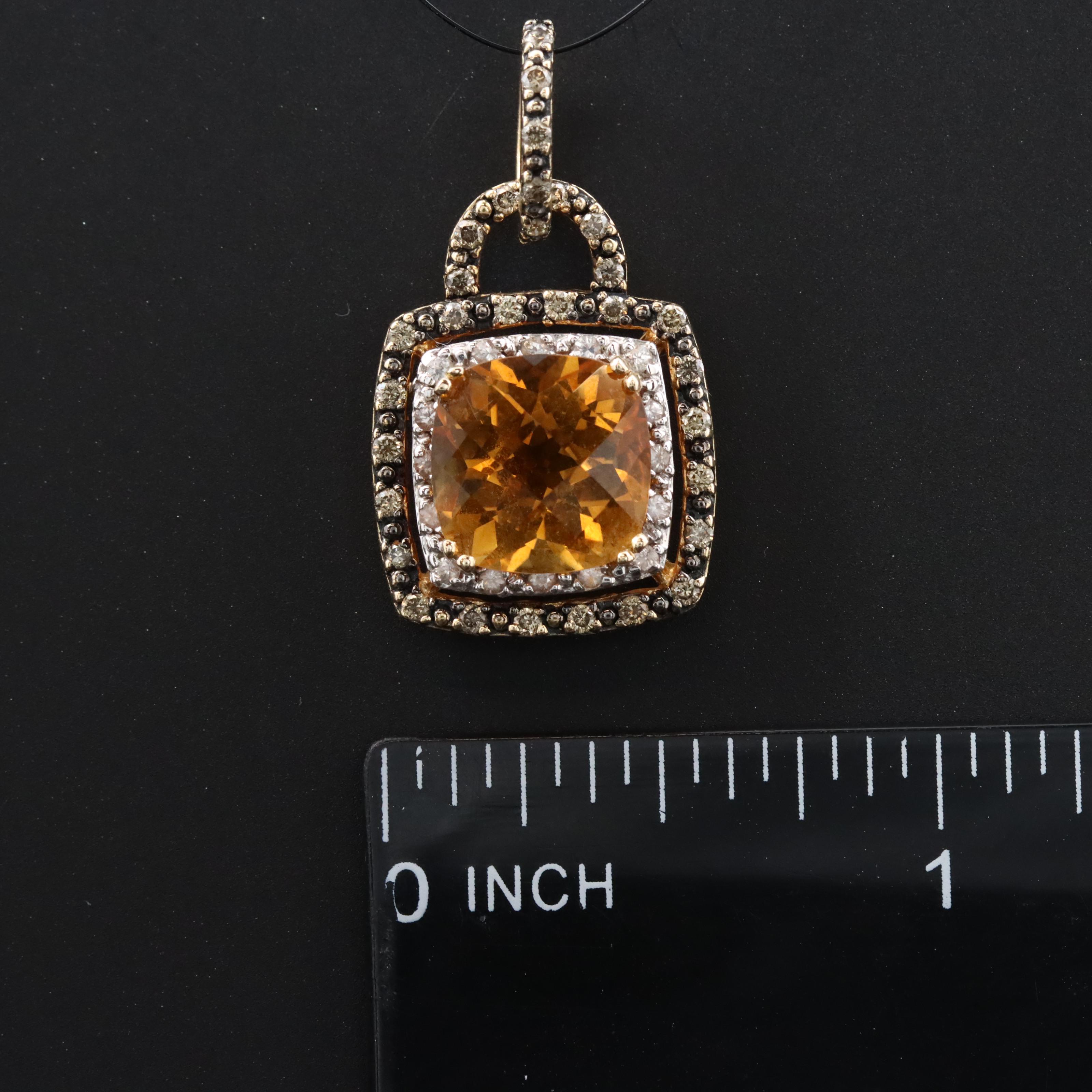 Le Vian 14K Citrine, White Sapphire, and Diamond Pendant